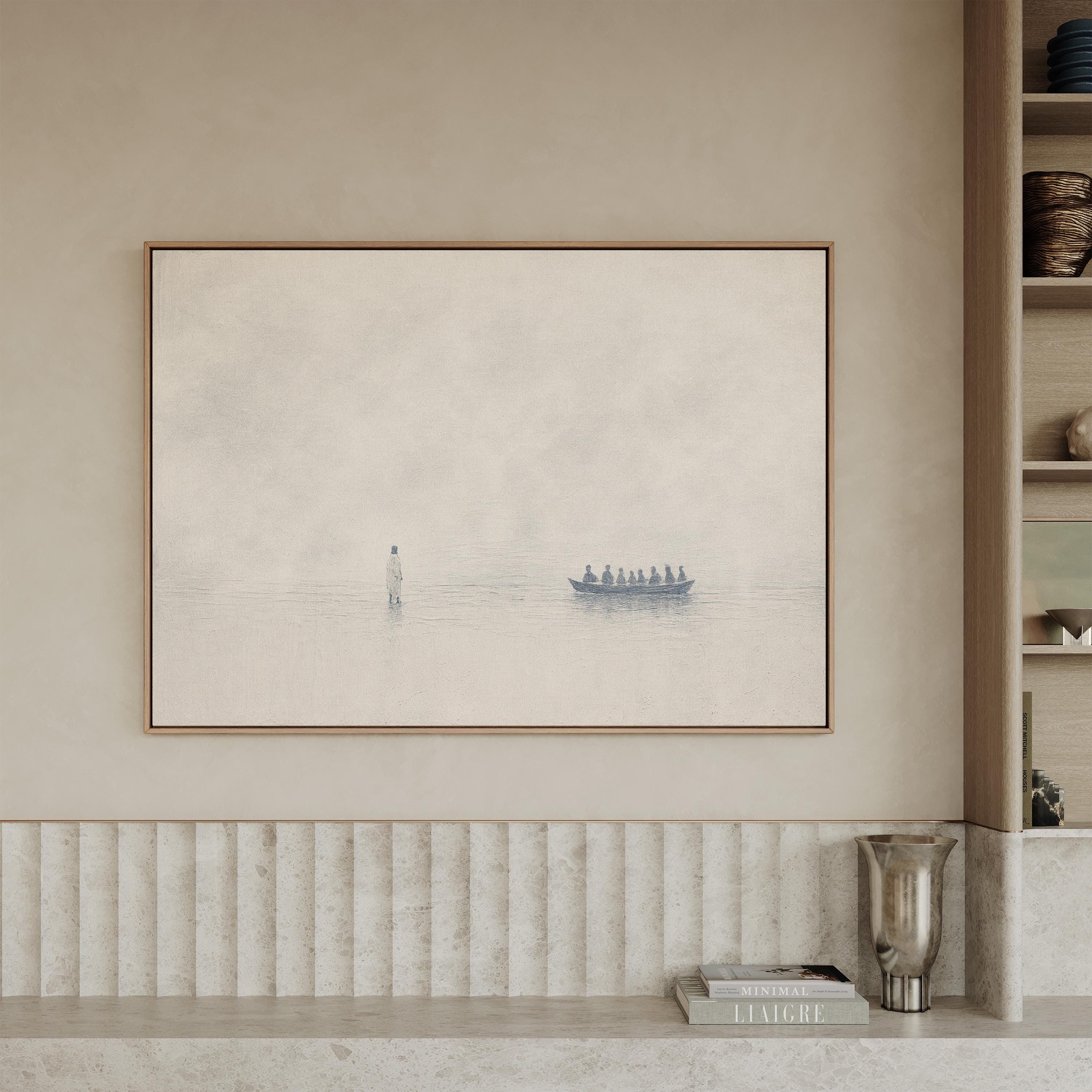 John 6:16 Wall Art – Minimalist Scripture Print, Christian Home Decor, Neutral Canvas-Style Artwork