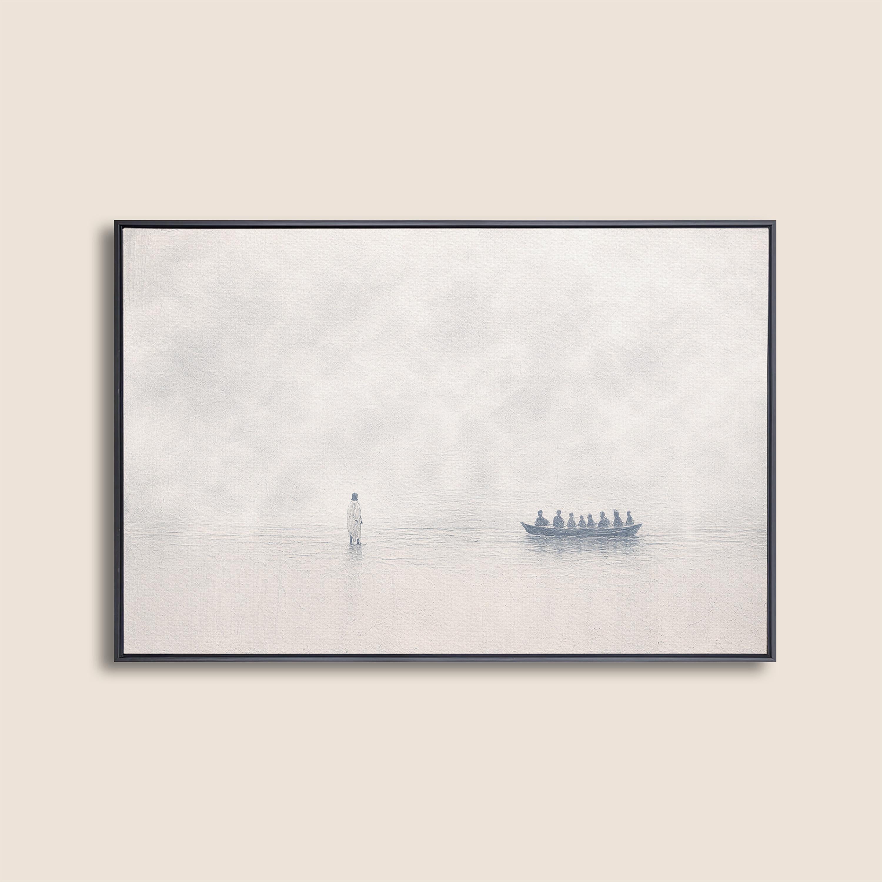 John 6:16 Wall Art – Minimalist Scripture Print, Christian Home Decor, Neutral Canvas-Style Artwork