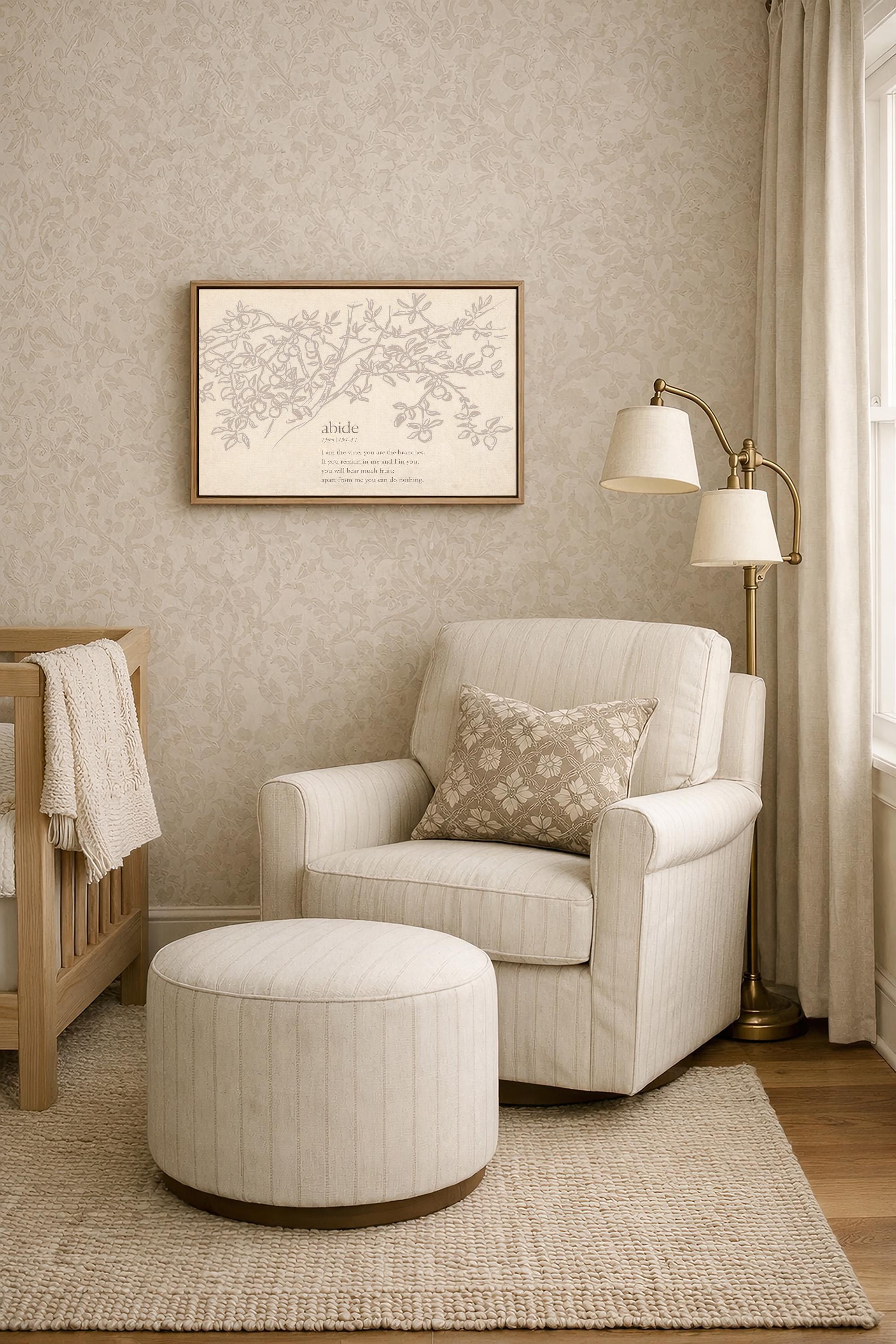 Abide Scripture Wall Art, John 15:1–5 Bible Verse Print, I Am the Vine You Are the Branches Artwork, Neutral Christian Home Decor