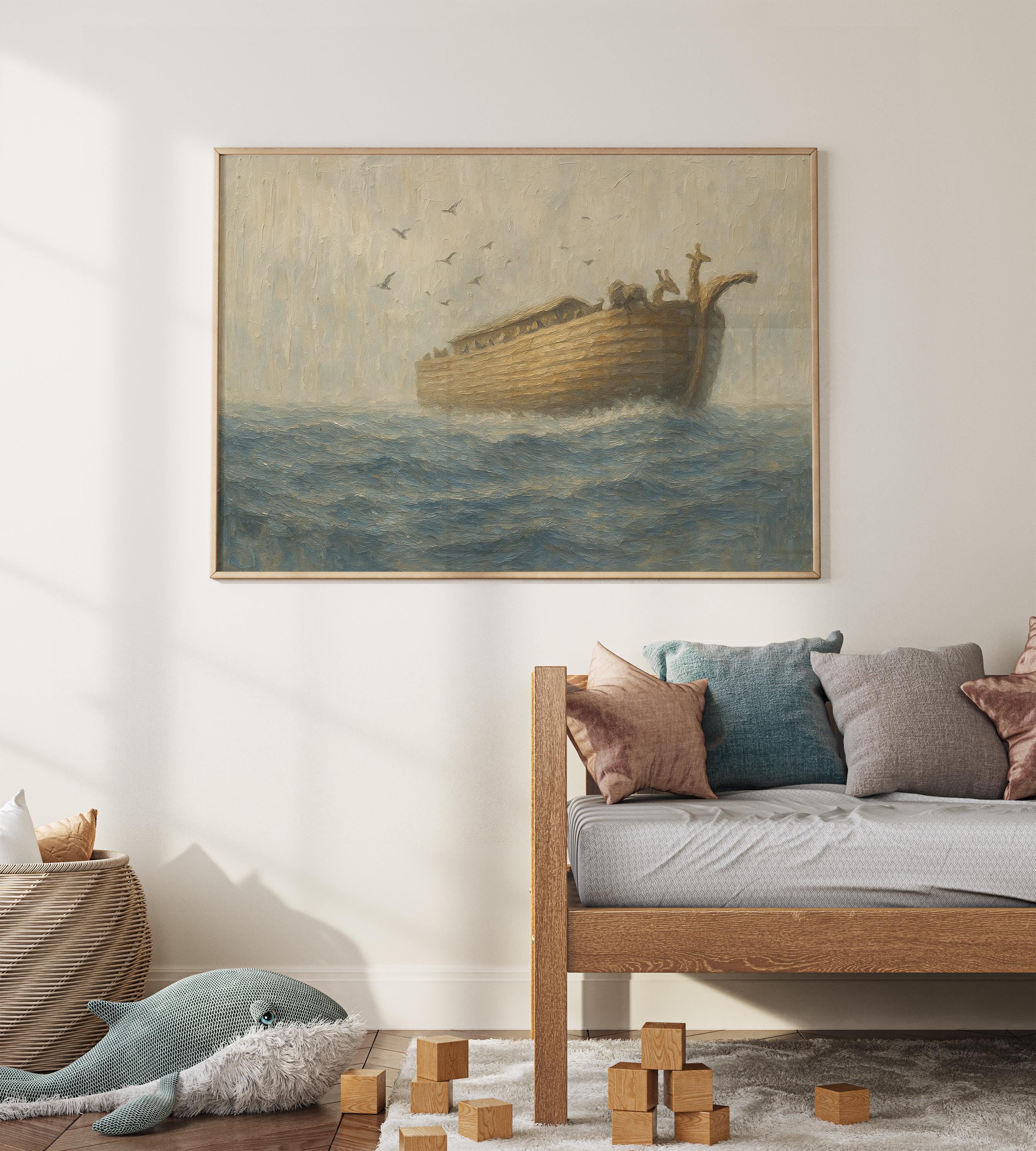 Noah's Ark Canvas Art Print: Christian Faith Nursery Decor