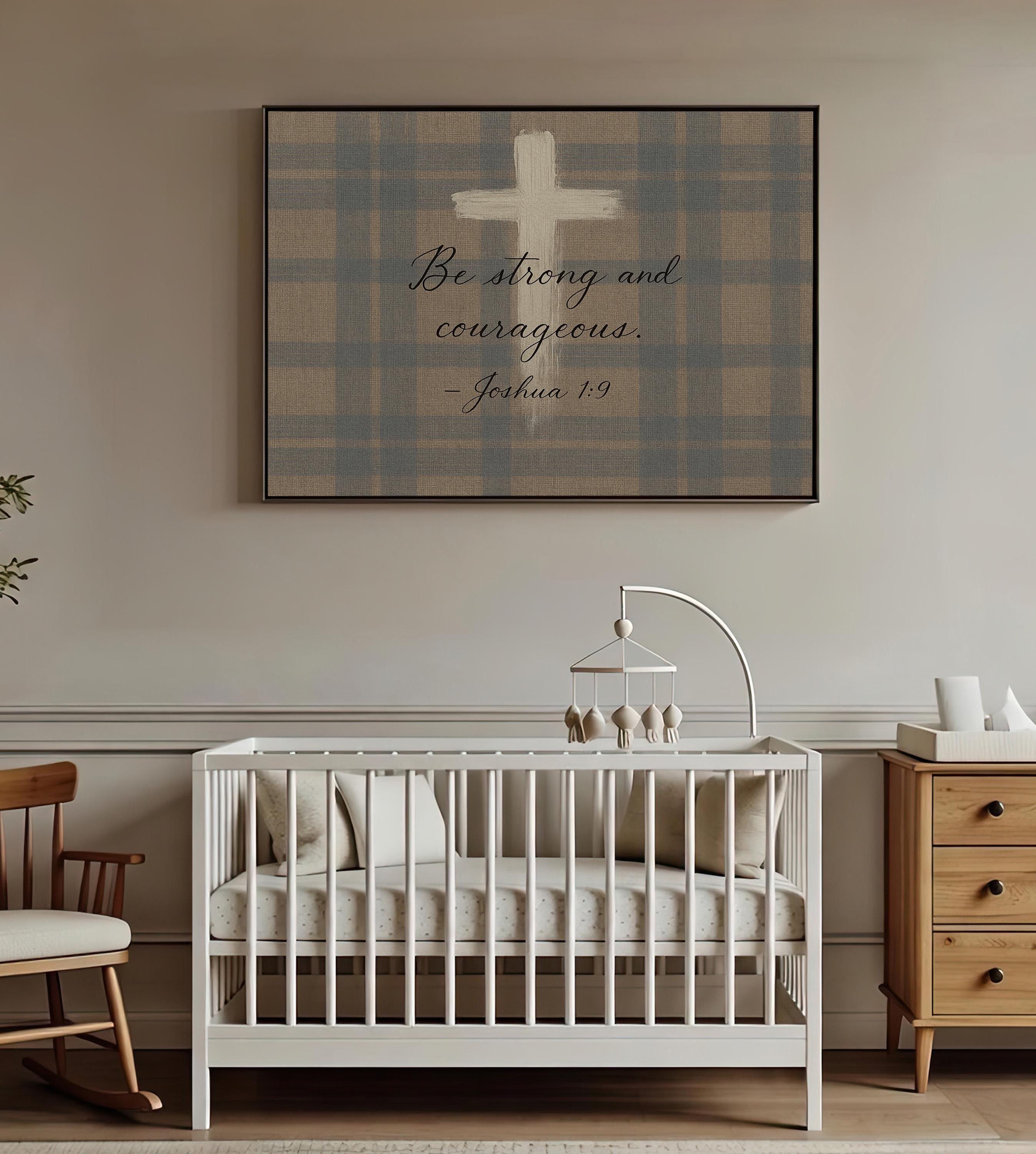 Joshua 1:9 Scripture Canvas Print – Boy Nursery Decor