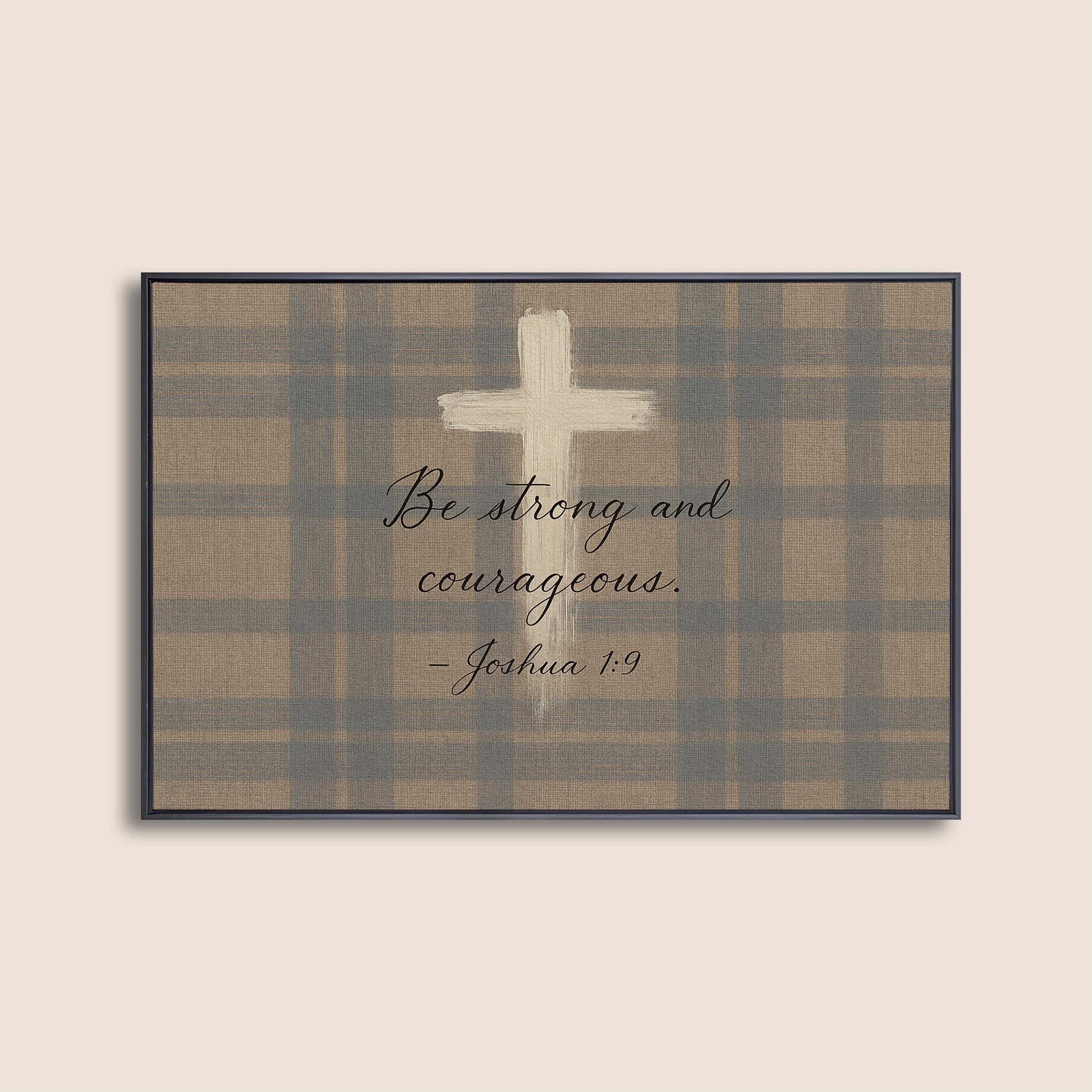Joshua 1:9 Scripture Canvas Print – Boy Nursery Decor