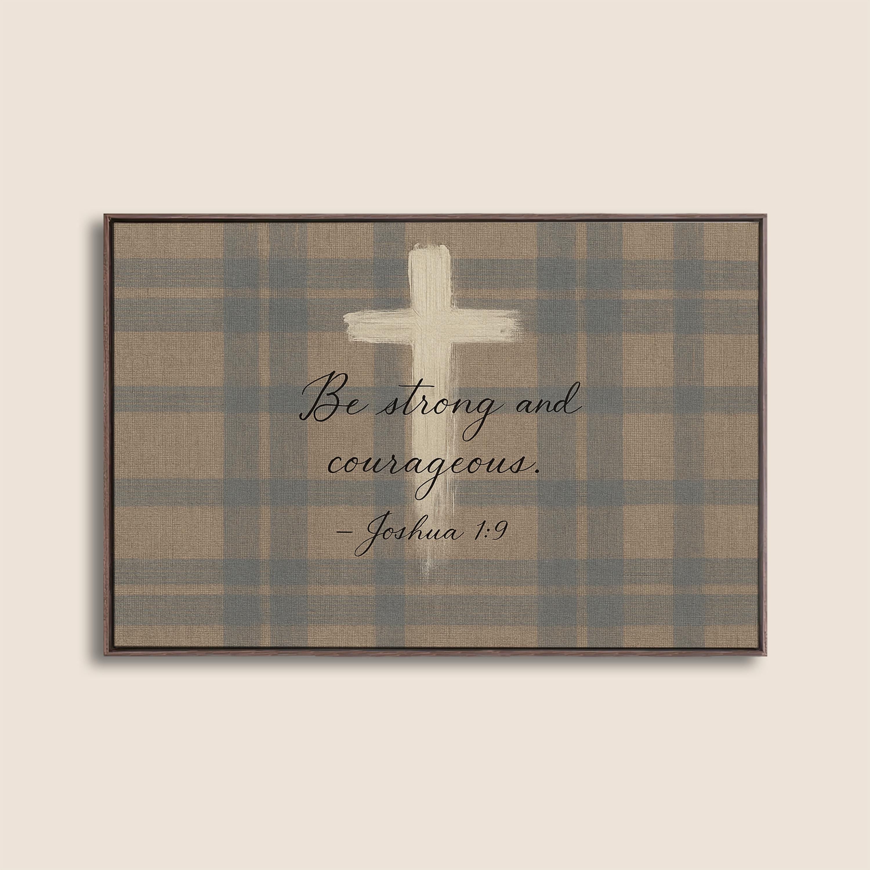Joshua 1:9 Scripture Canvas Print – Boy Nursery Decor