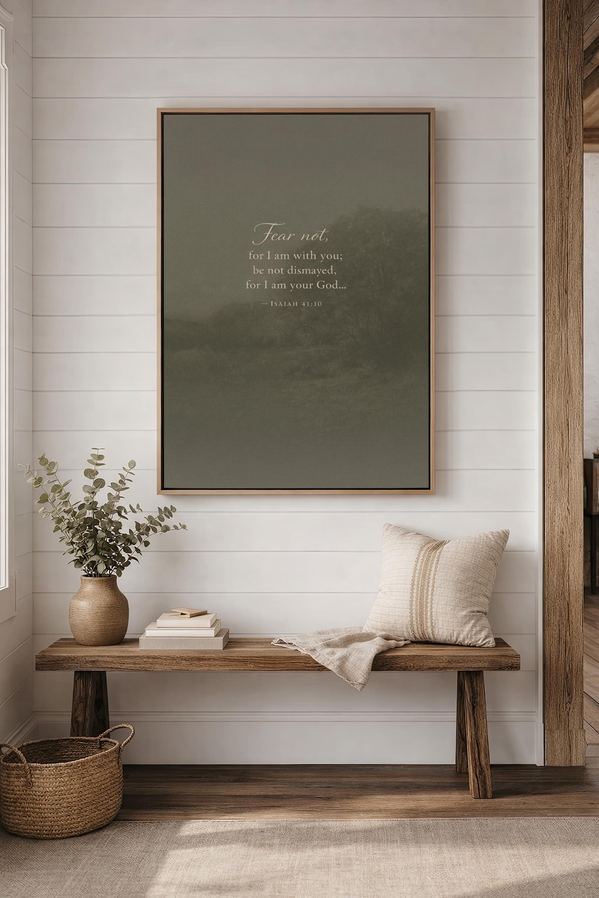 Isaiah 41:10 Wall Art | Fear Not Christian Scripture Print | Moody Neutral Landscape Decor | Encouraging Bible Verse Wall Art