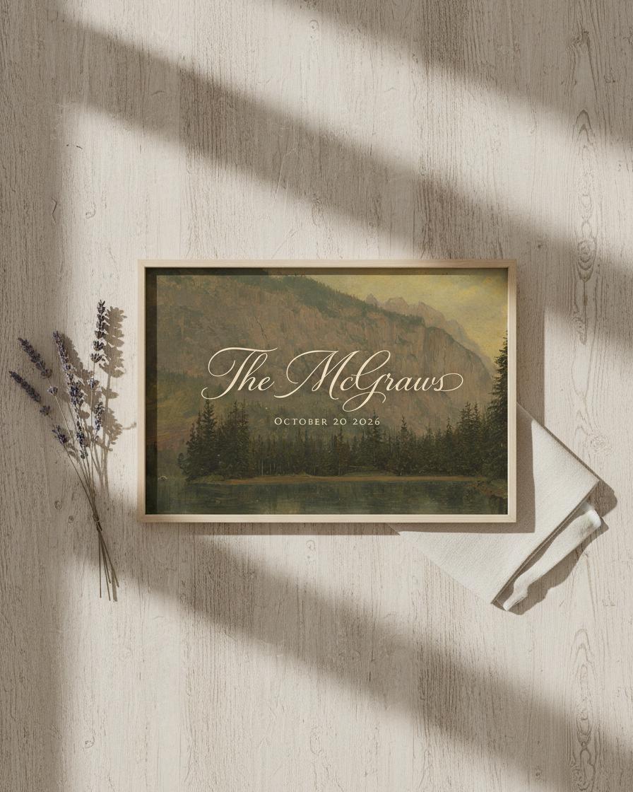 Custom Vintage Art Wedding Newlyweds Sign - Reception or Home Decor - Wedding Gift