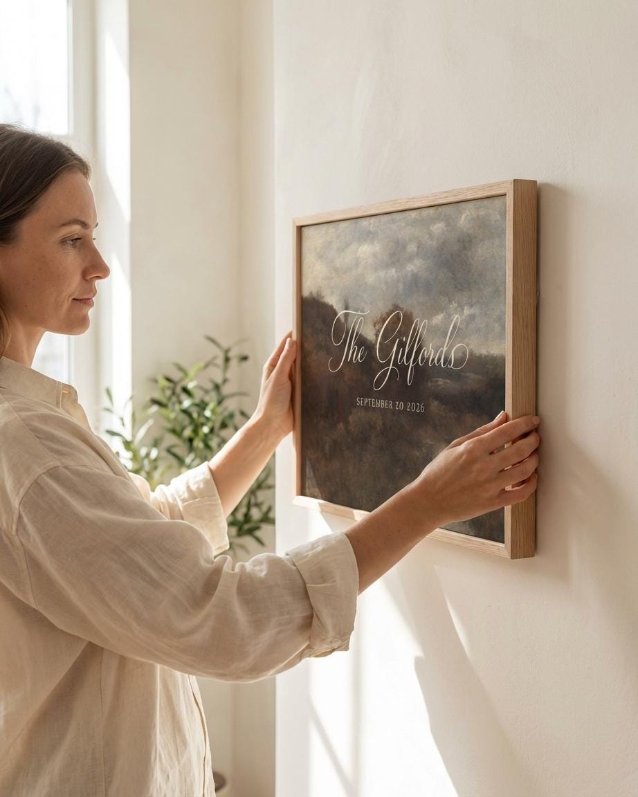 Custom Vintage Art Wedding Newlyweds Sign - Reception or Home Decor - Wedding Gift