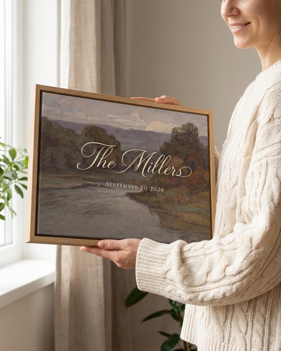 Custom Vintage Art Wedding Newlyweds Sign - Reception or Home Decor - Wedding Gift