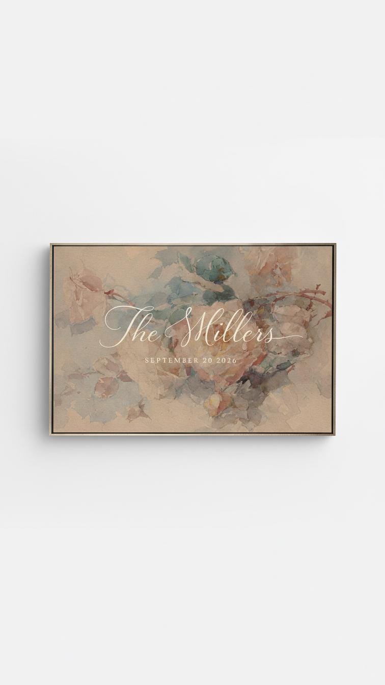 Custom Vintage Art Wedding Newlyweds Sign - Reception or Home Decor - Wedding Gift