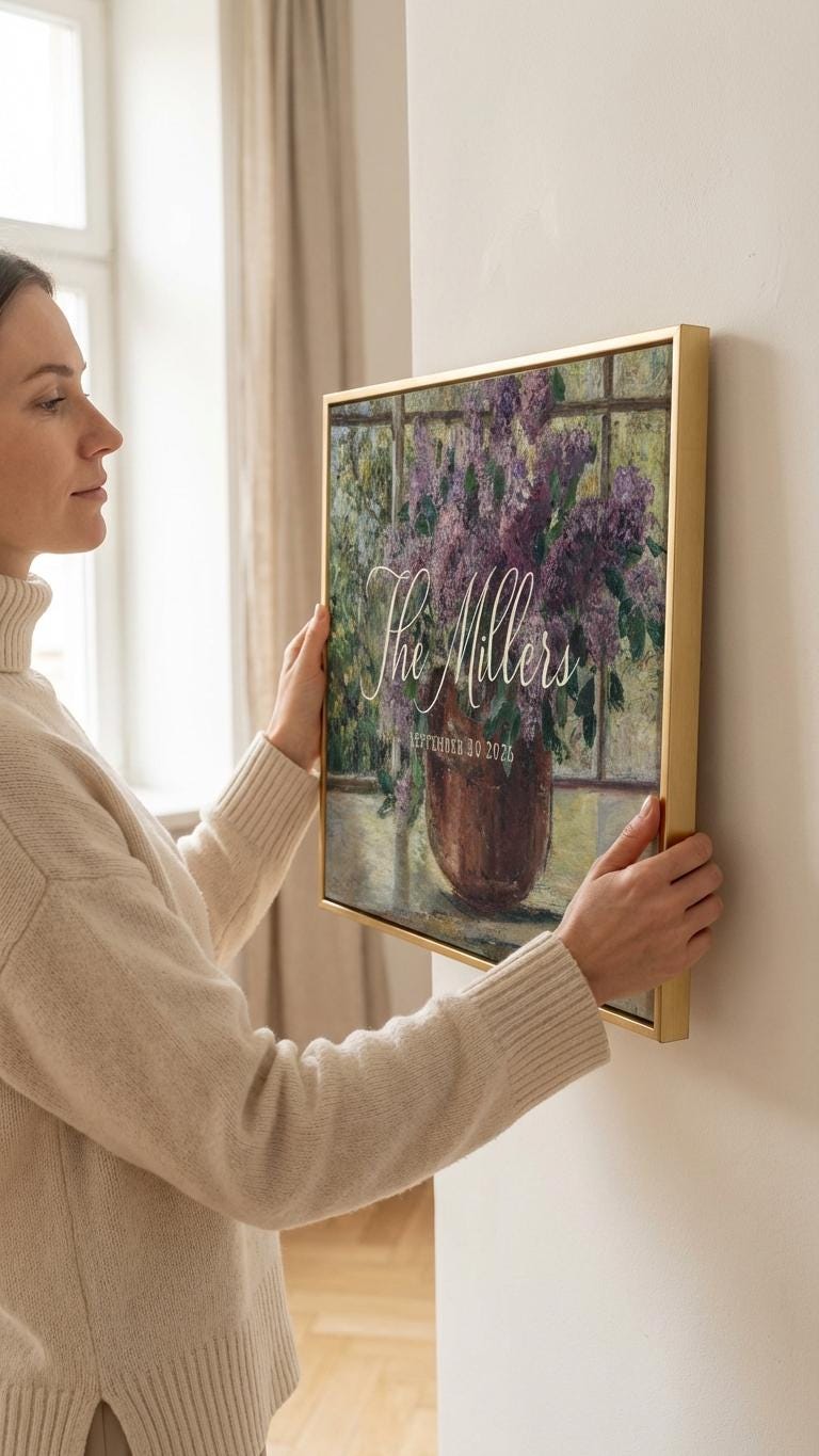 Custom Vintage Art Wedding Newlyweds Sign - Reception or Home Decor - Wedding Gift