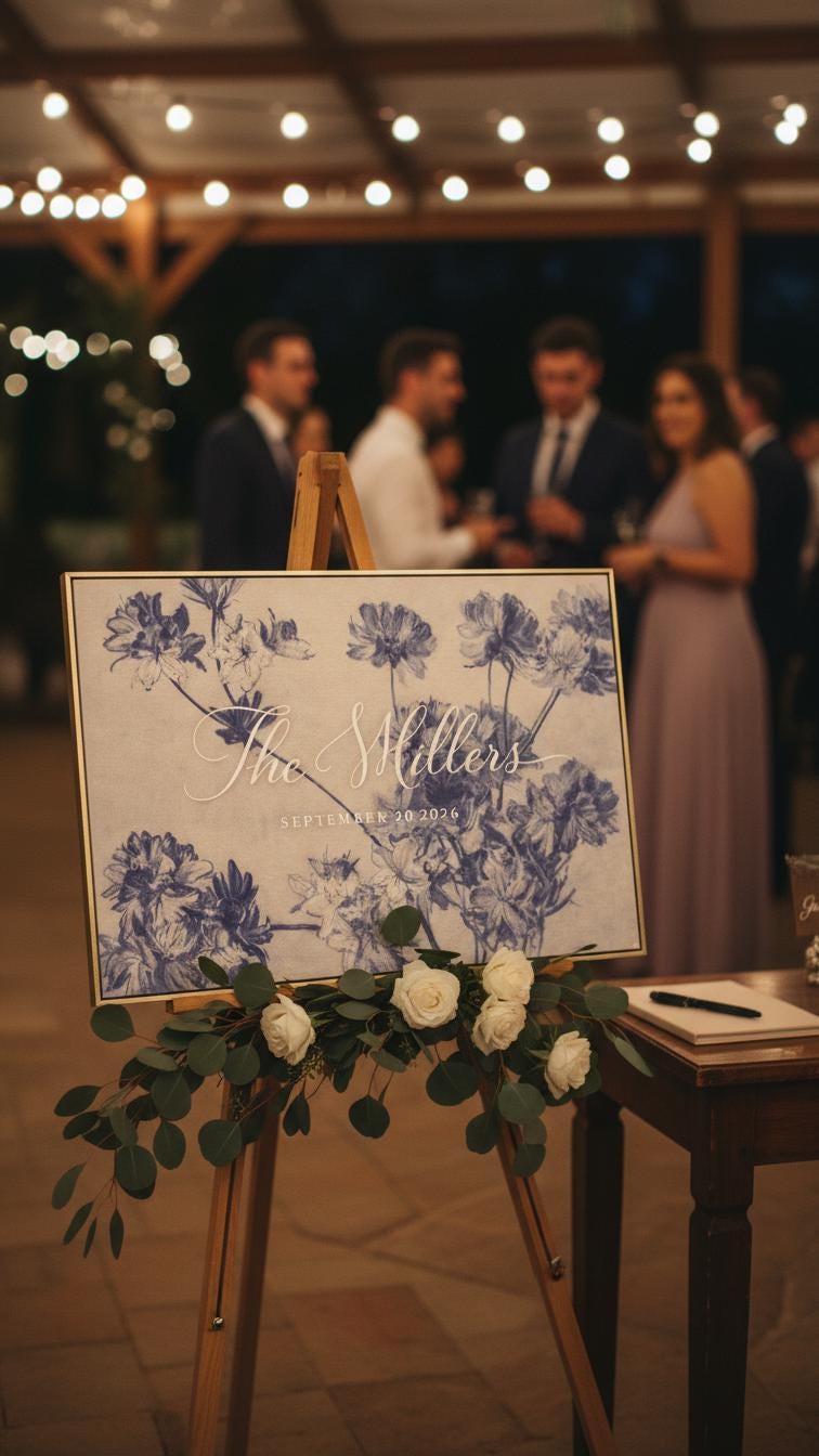 Custom Vintage Art Wedding Newlyweds Sign - Reception or Home Decor - Wedding Gift