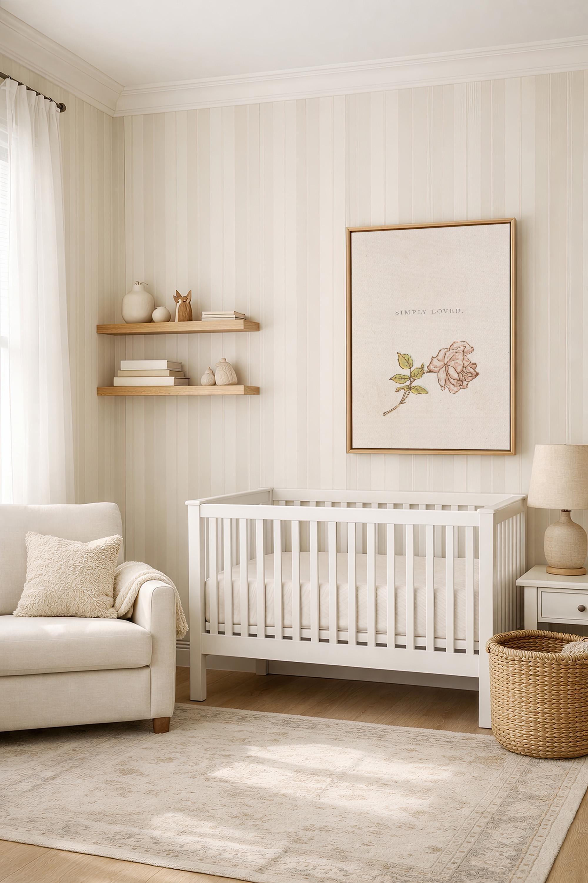 Simply Loved Christian Wall Art, Minimal Faith Nursery Print, Soft Floral Scripture Inspired Art, Neutral Christian Baby Room Decor