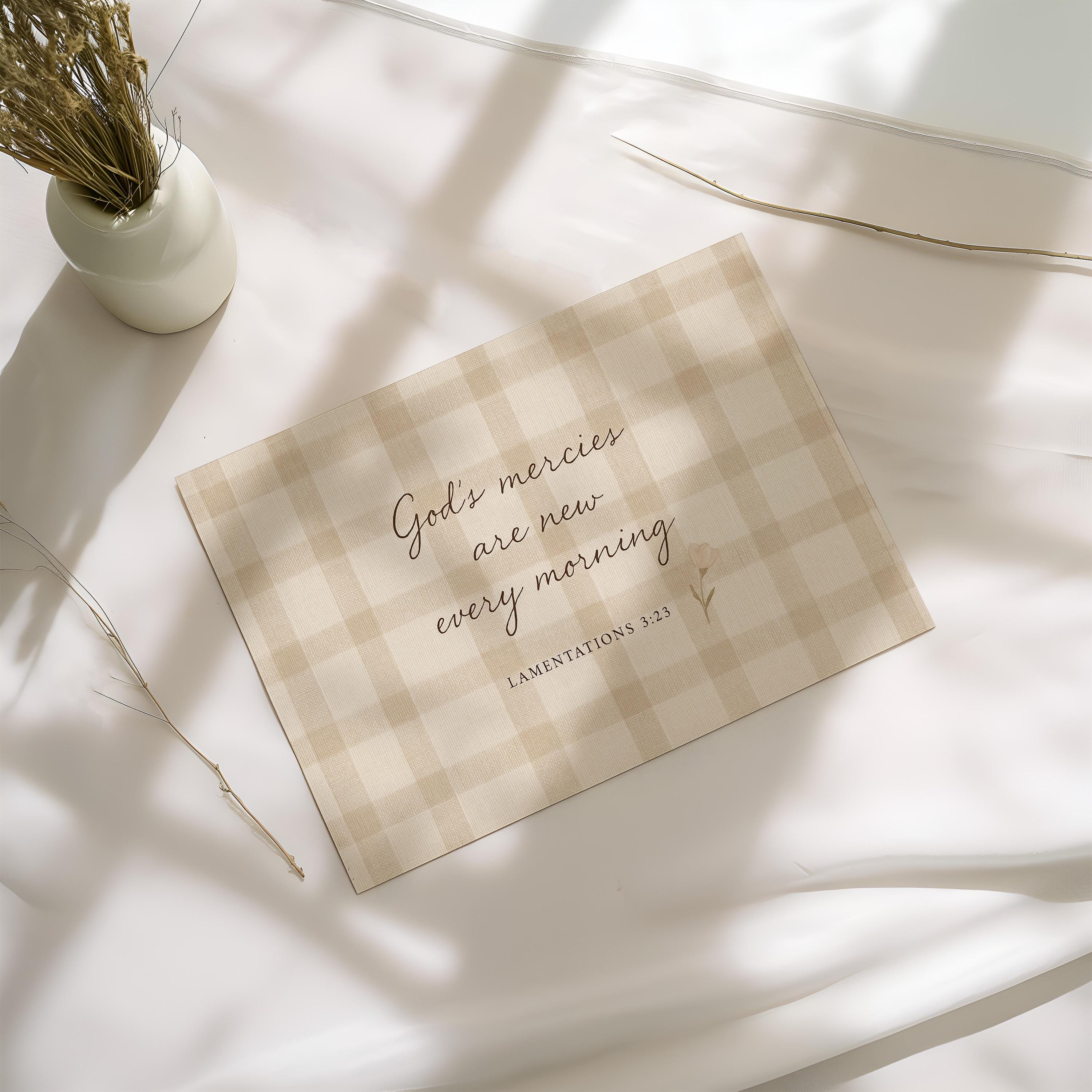 Baby Girl Nursery Decor Lamentations 3:23, God’s Mercies Are New Every Morning Artwork