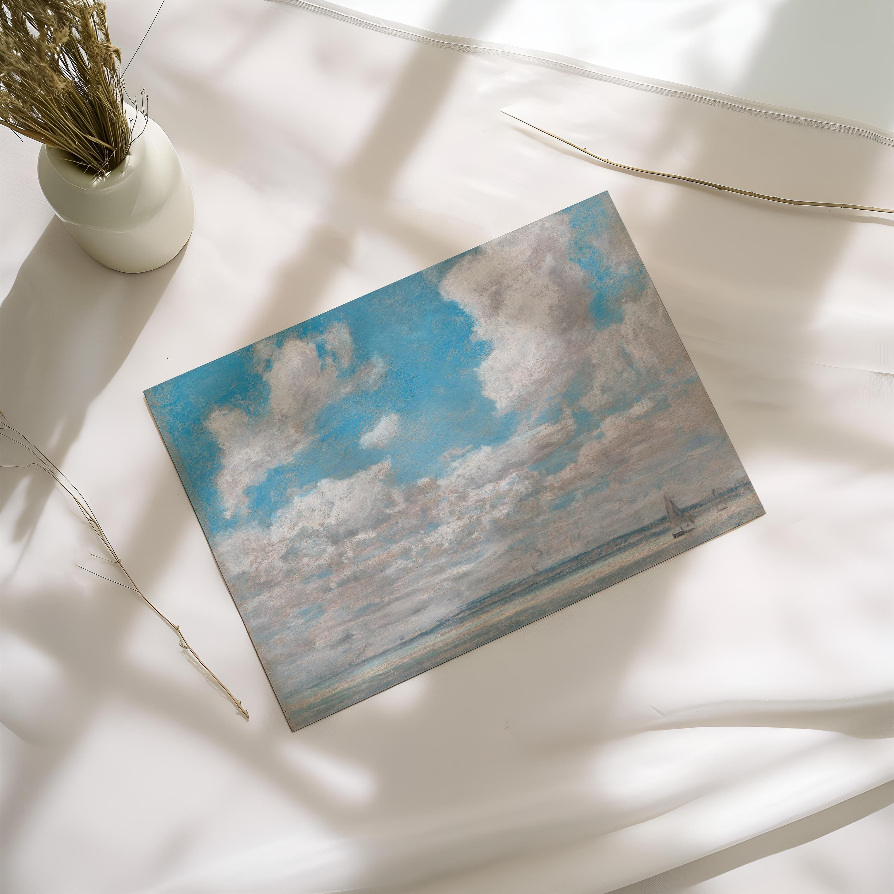Neutral Nursery Landscape Wall Art – Soft Pastoral Ocean Print– Gender Neutral Baby Room Decor – Minimalist Nursery Artwork