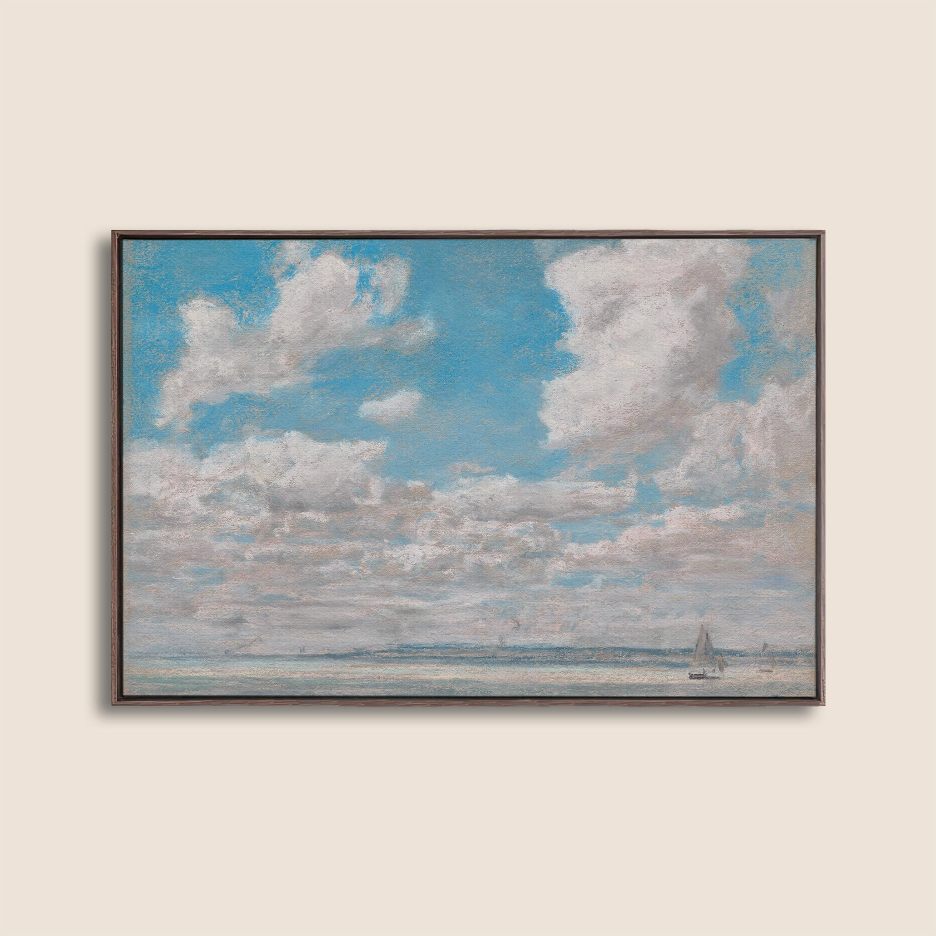 Neutral Nursery Landscape Wall Art – Soft Pastoral Ocean Print– Gender Neutral Baby Room Decor – Minimalist Nursery Artwork