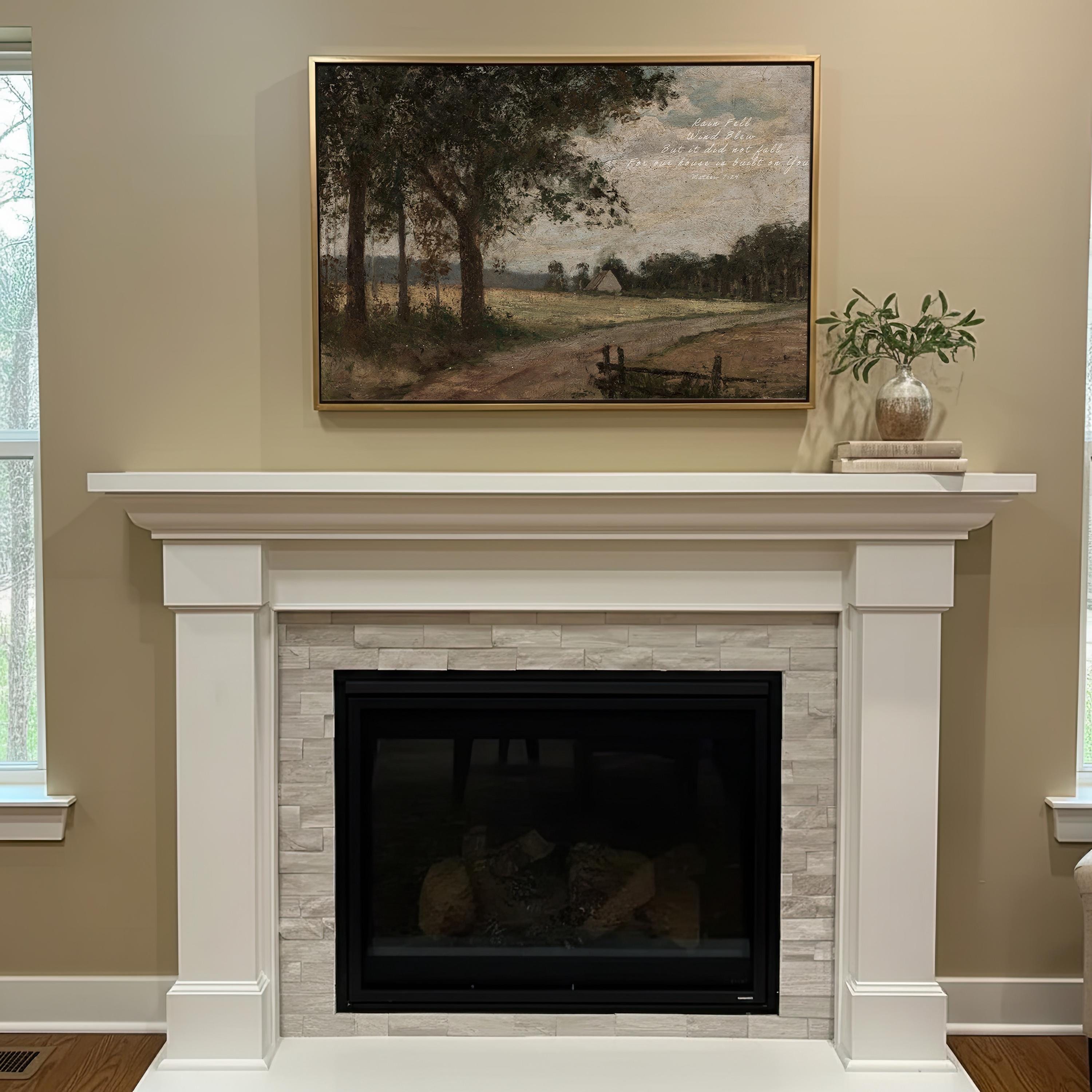 Matthew 7:24 Scripture Print, Christian Landscape Painting, Faith Based Home Decor with Bible Verse