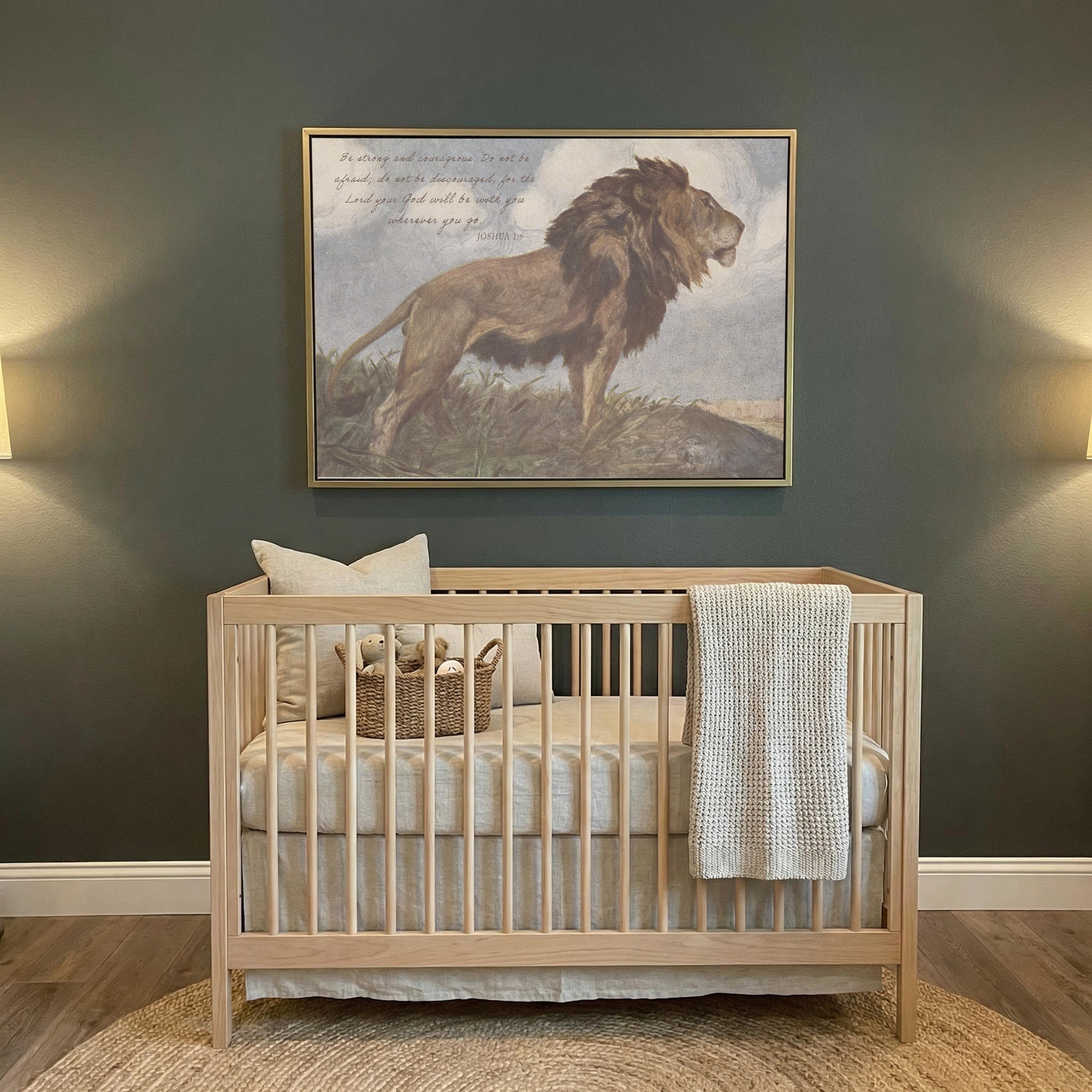 Lion of Judah Christian Wall Art with Scripture, Christian Psalm Bible Verse Print, Jesus Lion Artwork, Faith Decor for Nursery