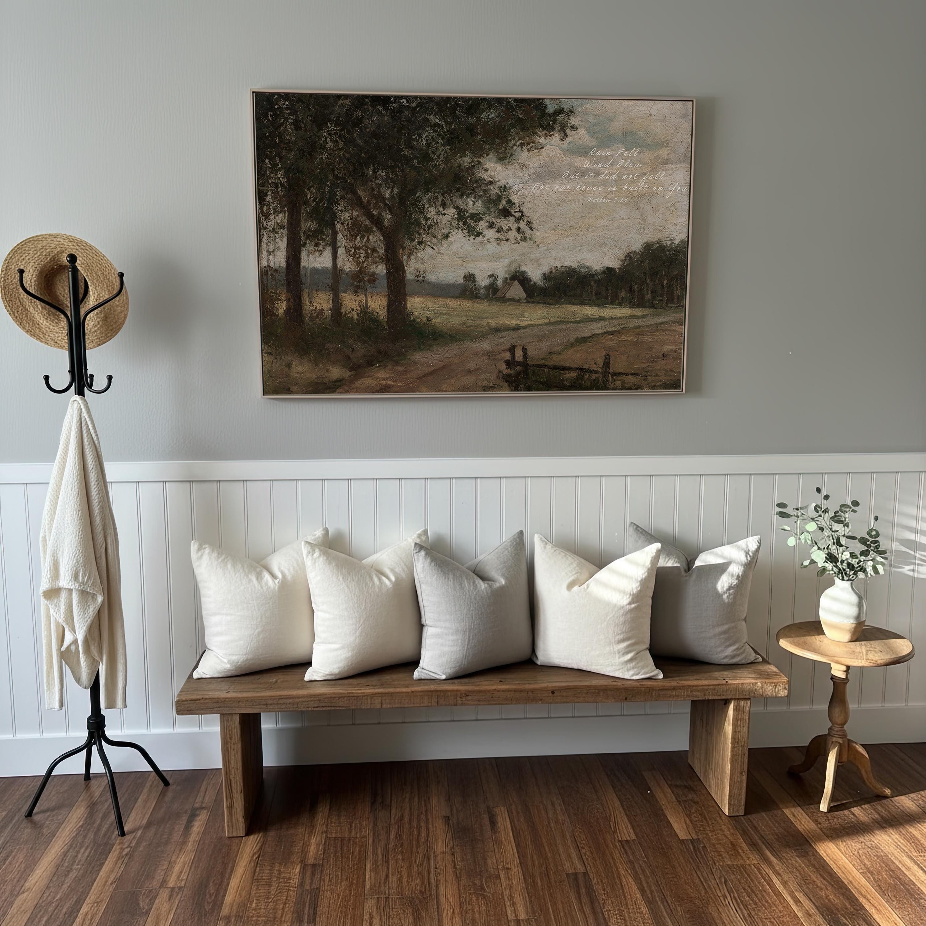 Matthew 7:24 Scripture Print, Christian Landscape Painting, Faith Based Home Decor with Bible Verse