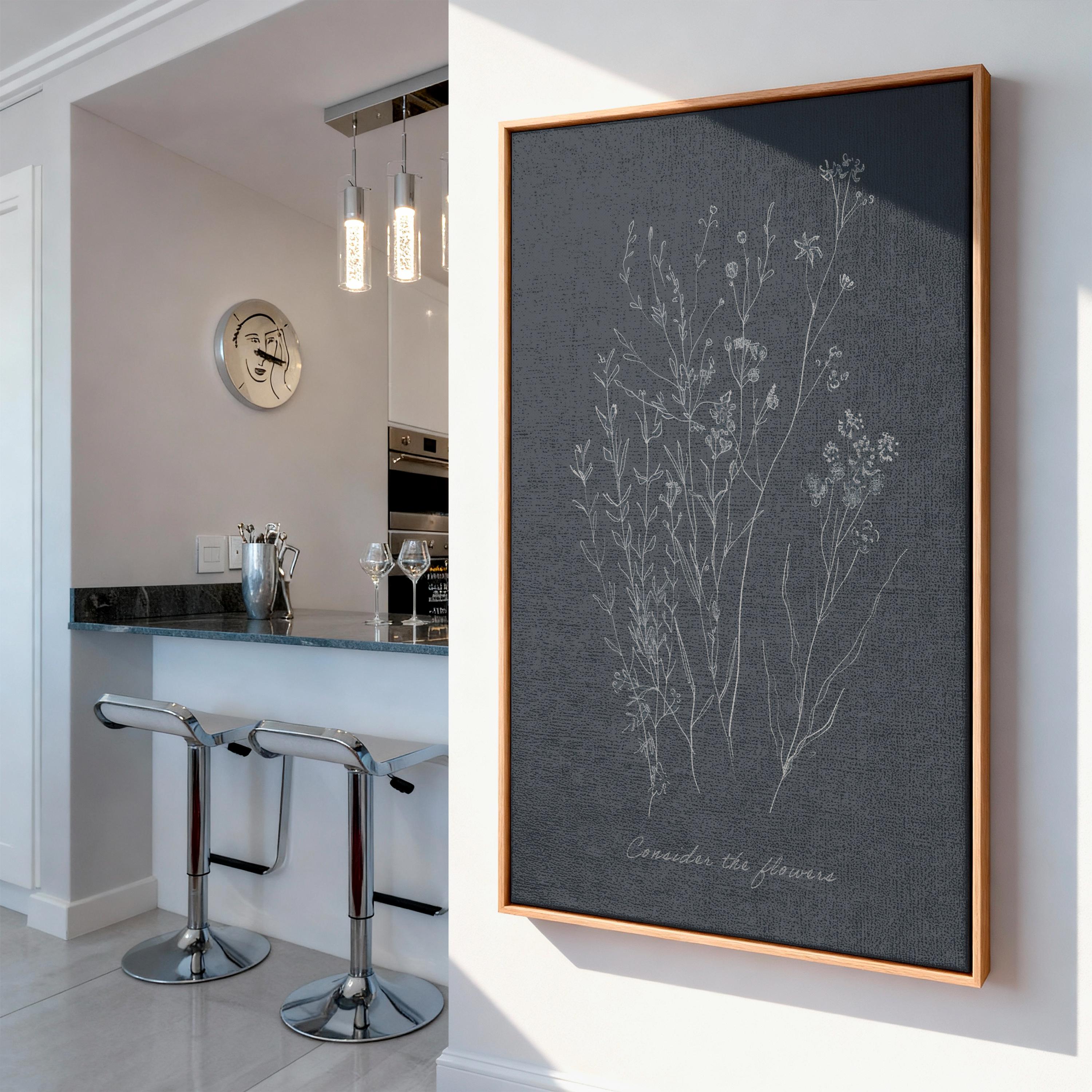 Consider the Flowers Christian Wall Art, Minimal Scripture Botanical Print, Matthew 6 Inspired Faith Artwork, Modern Christian Decor