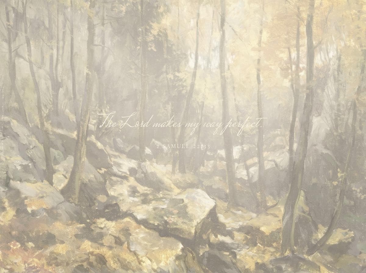 2 Samuel 22:33 Canvas | Vintage Autumn Forest Christian Print | Vintage Christian Wall Art | Faith Gift | T0001