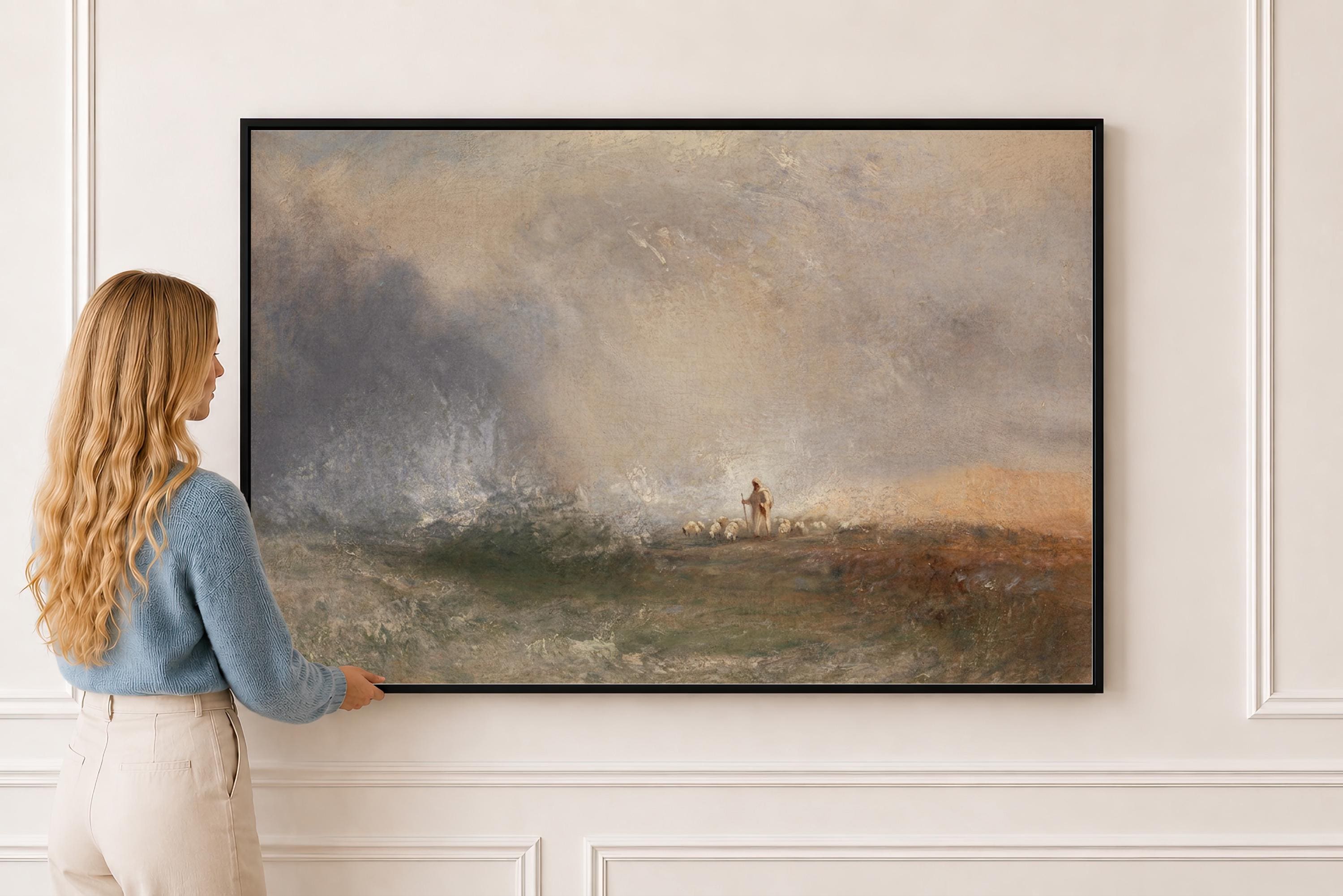 Psalm 23 Framed Canvas | Seascape Jesus Christian Print | Impressionist Christian Wall Art | Faith Gift | S0020