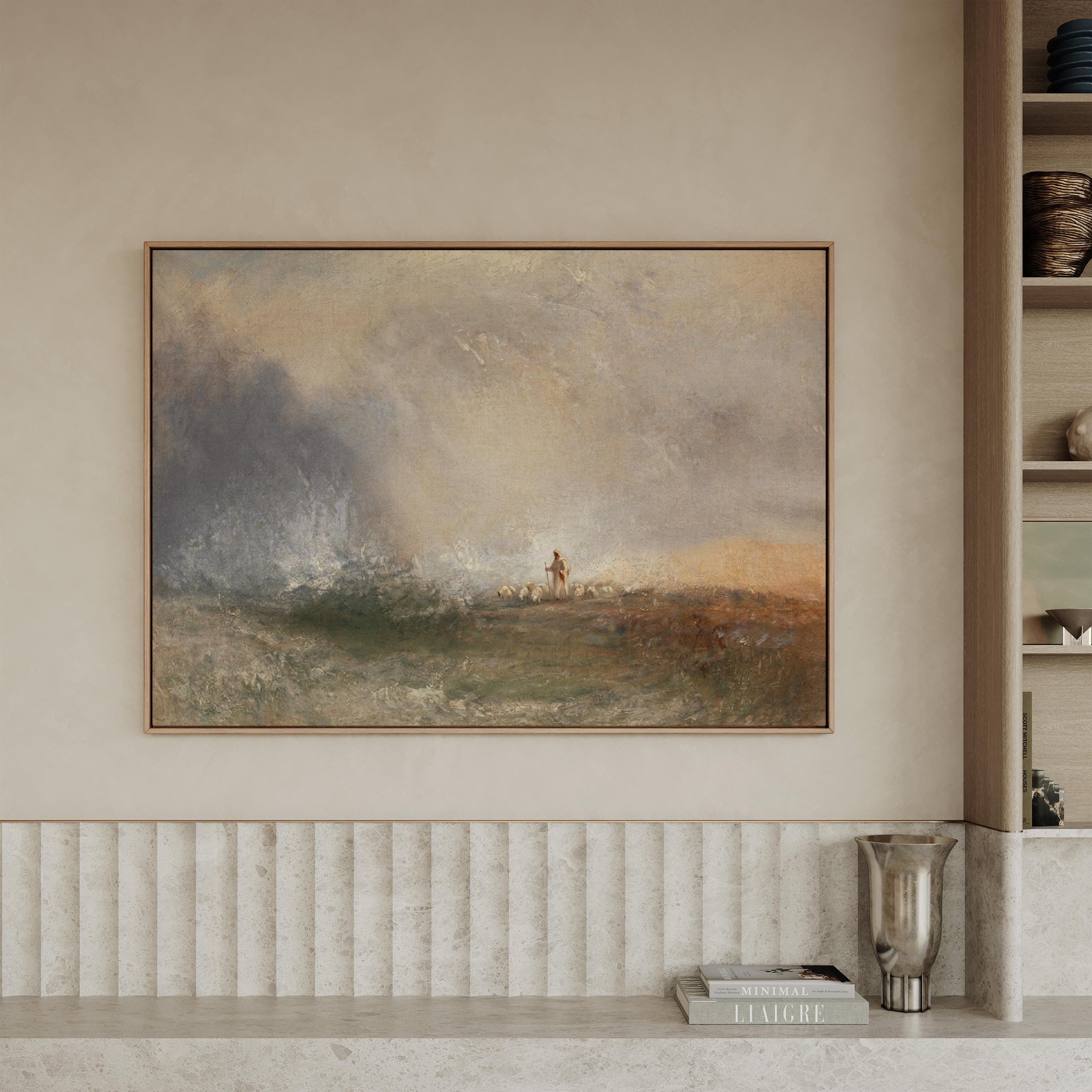 Psalm 23 Framed Canvas | Seascape Jesus Christian Print | Impressionist Christian Wall Art | Faith Gift | S0020