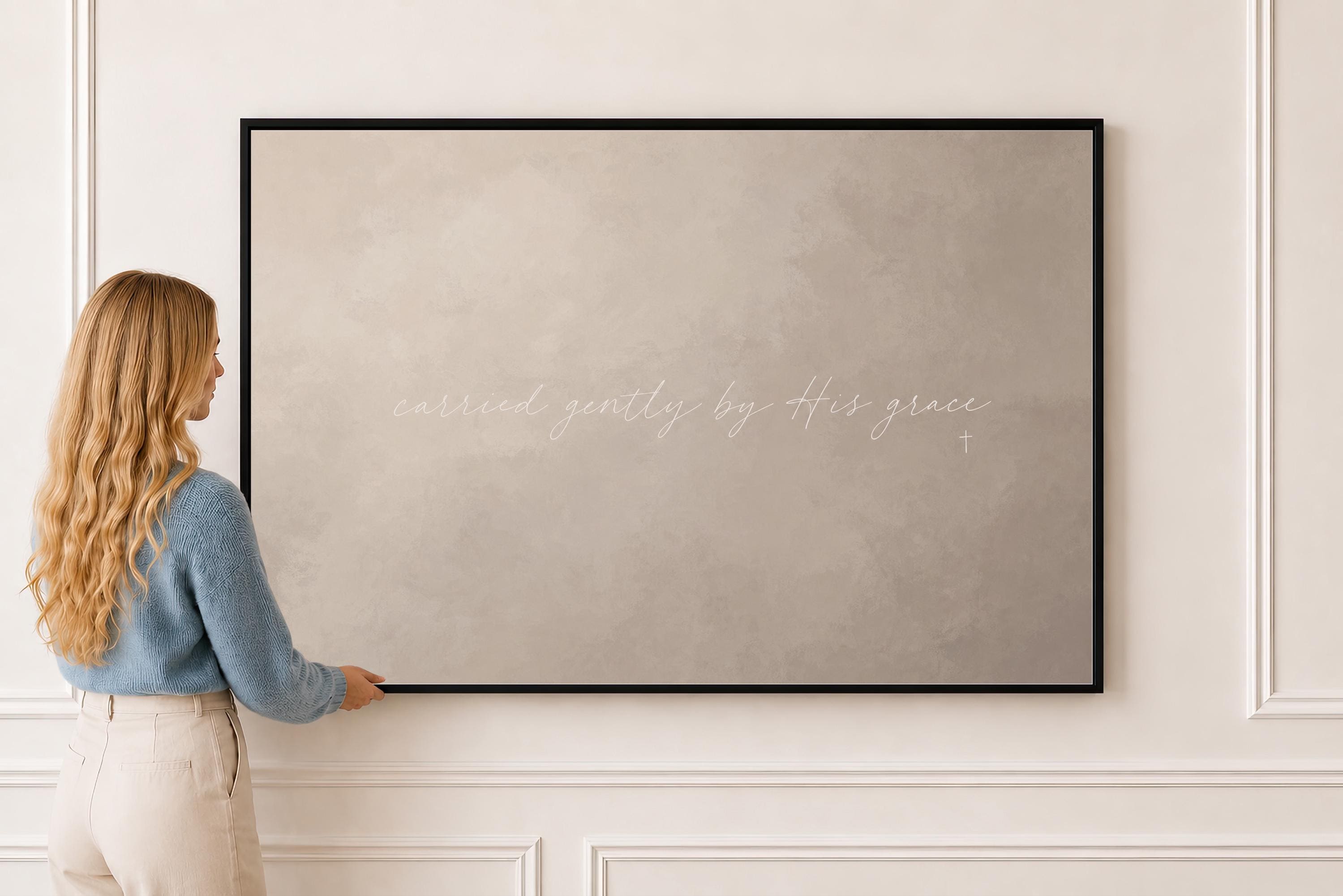Carried by Grace Canvas | Carried Gently by His Grace Framed Canvas Christian Wall Art | Faith Gift for Her | C0011