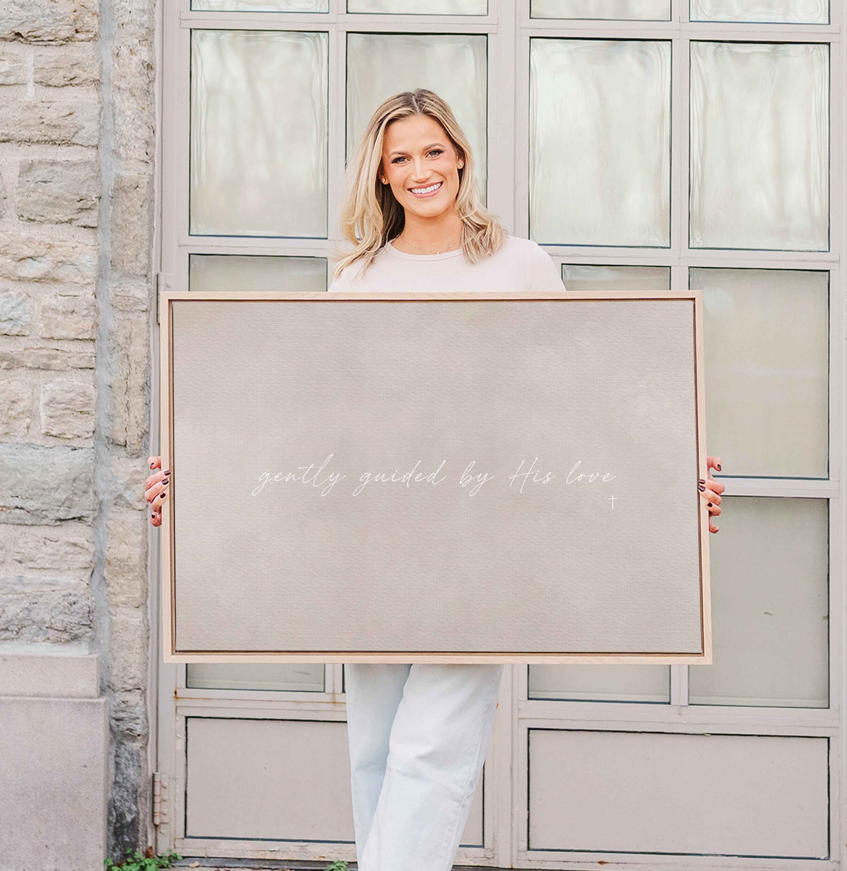 Guided by Love Canvas | Gently Guided by His Love Framed Canvas Christian Wall Art | Faith Gift for Her | C0009