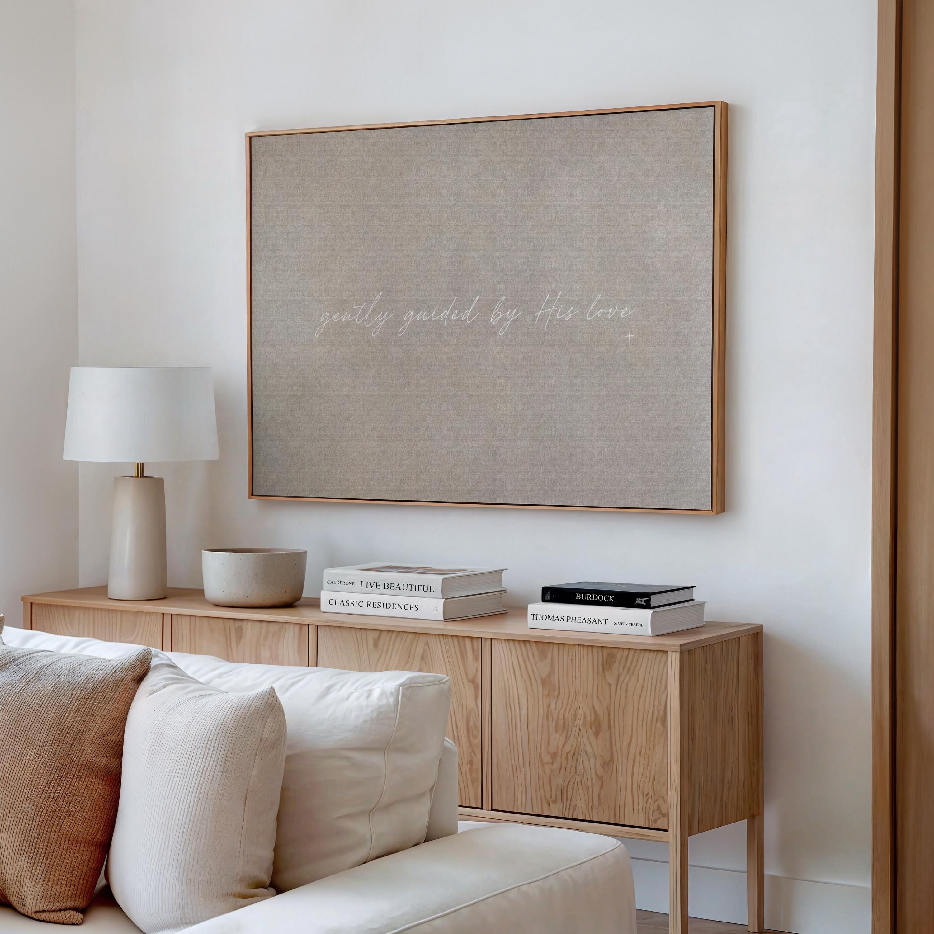 Guided by Love Canvas | Gently Guided by His Love Framed Canvas Christian Wall Art | Faith Gift for Her | C0009