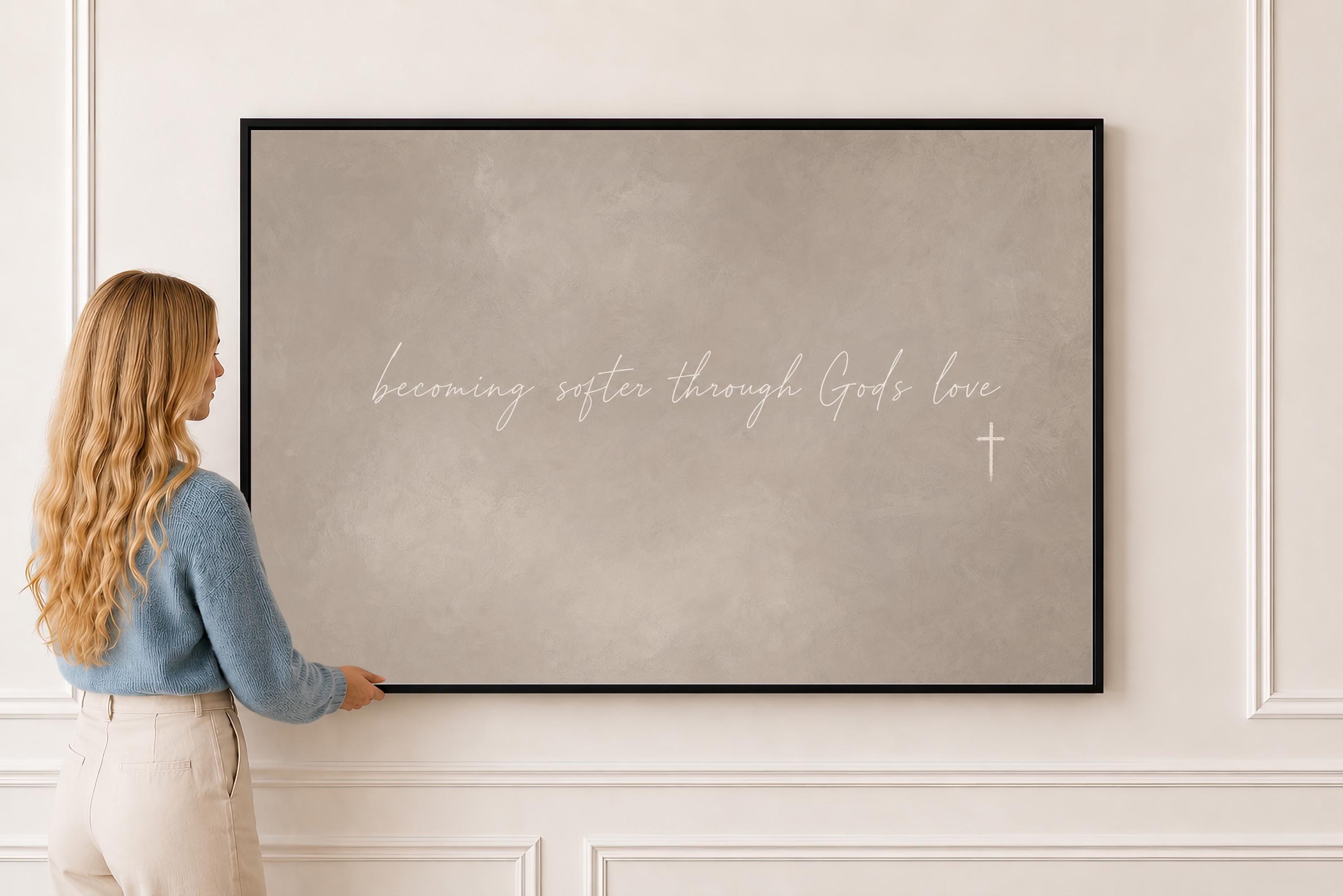 Softened by Love Canvas | Becoming Softer Through His Love Framed Canvas Christian Wall Art | Faith Gift for Her | C0015