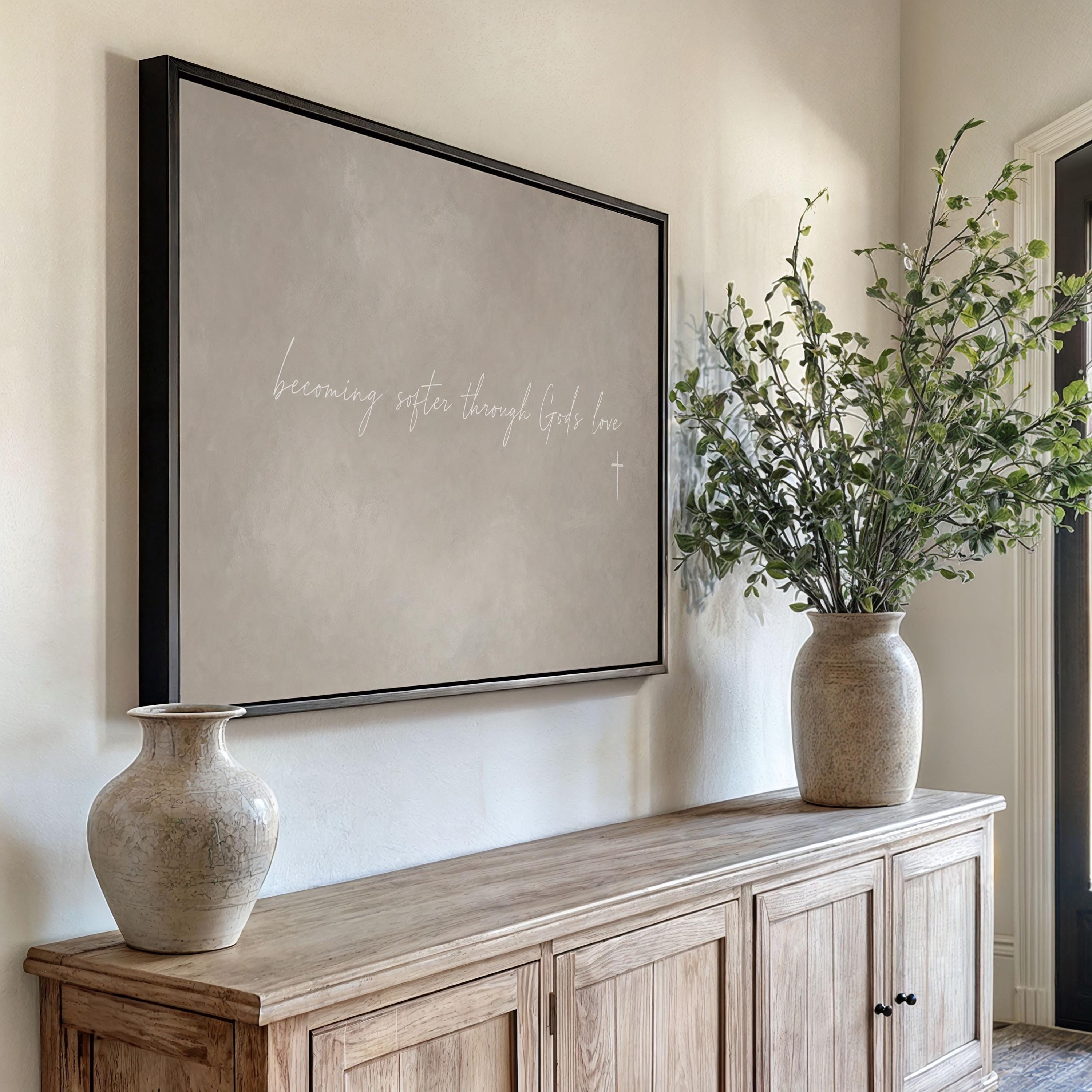 Softened by Love Canvas | Becoming Softer Through His Love Framed Canvas Christian Wall Art | Faith Gift for Her | C0015