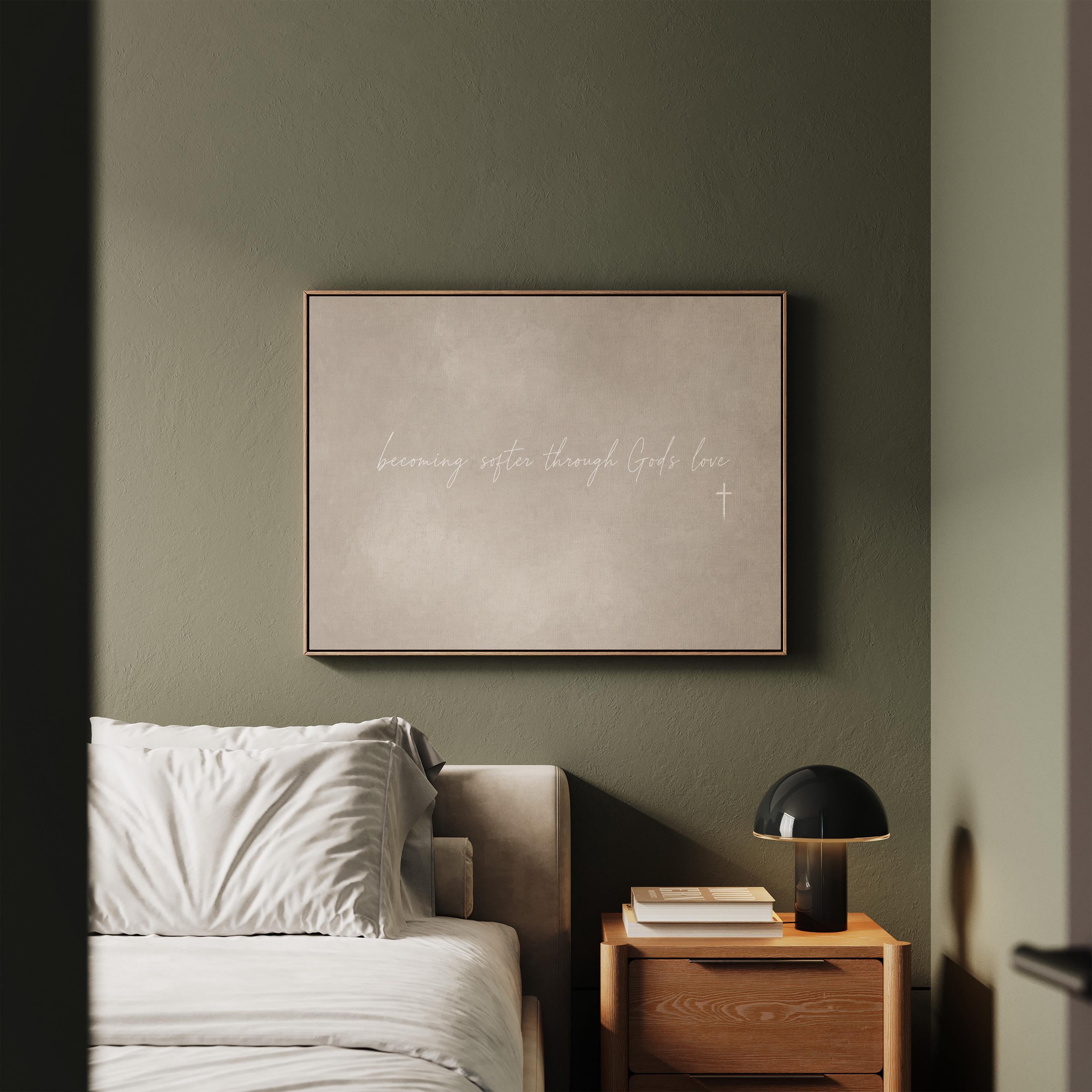 Softened by Love Canvas | Becoming Softer Through His Love Framed Canvas Christian Wall Art | Faith Gift for Her | C0015