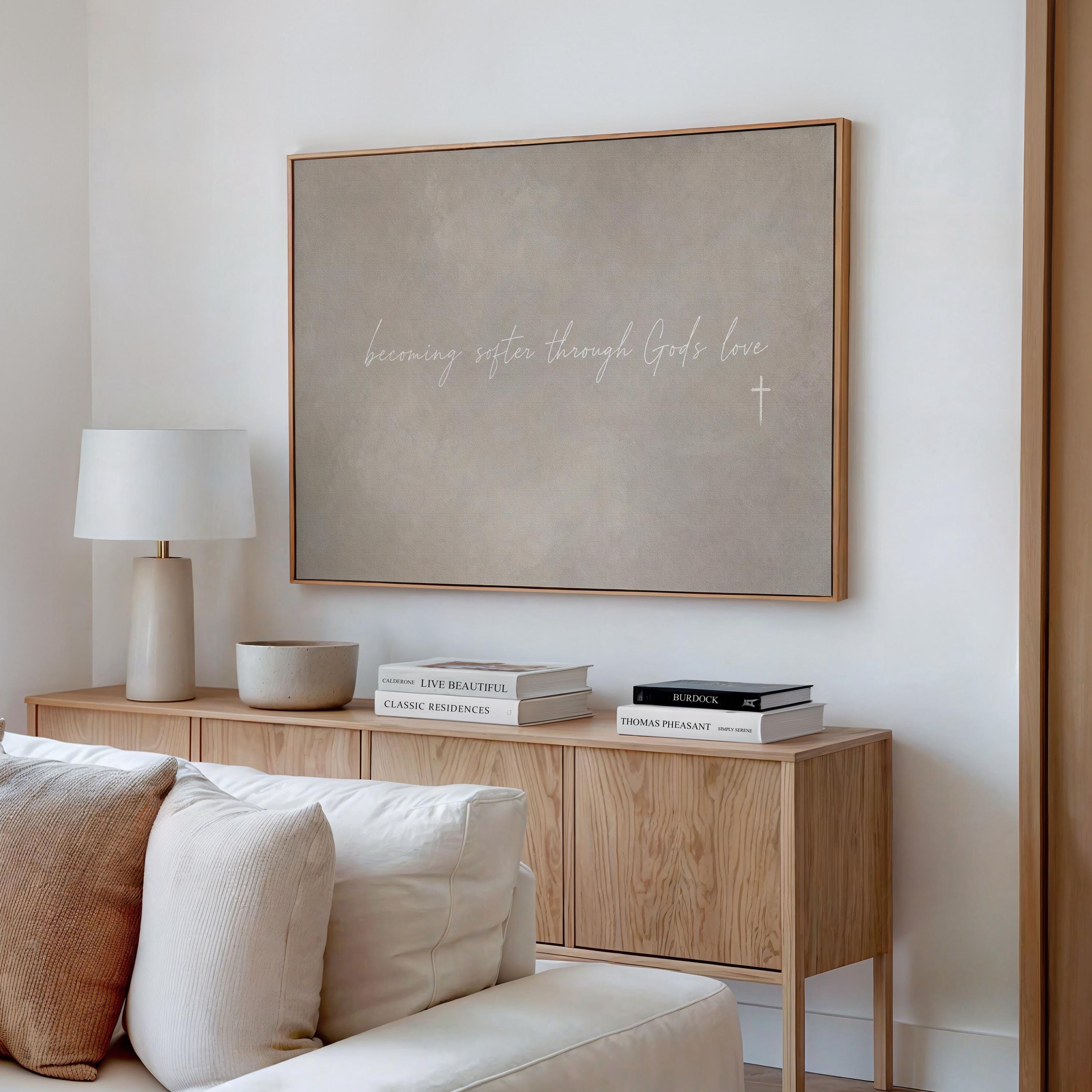 Softened by Love Canvas | Becoming Softer Through His Love Framed Canvas Christian Wall Art | Faith Gift for Her | C0015
