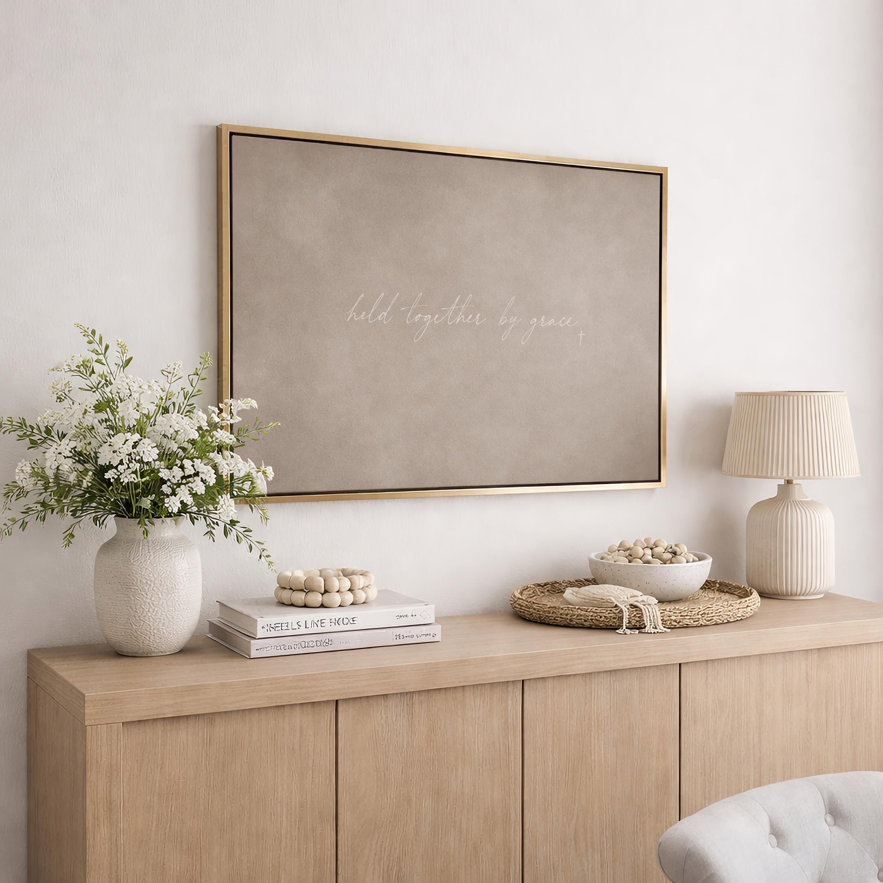 Held by Grace Canvas | Held Together by Grace Framed Canvas Christian Wall Art | Faith Gift for Her | C0001