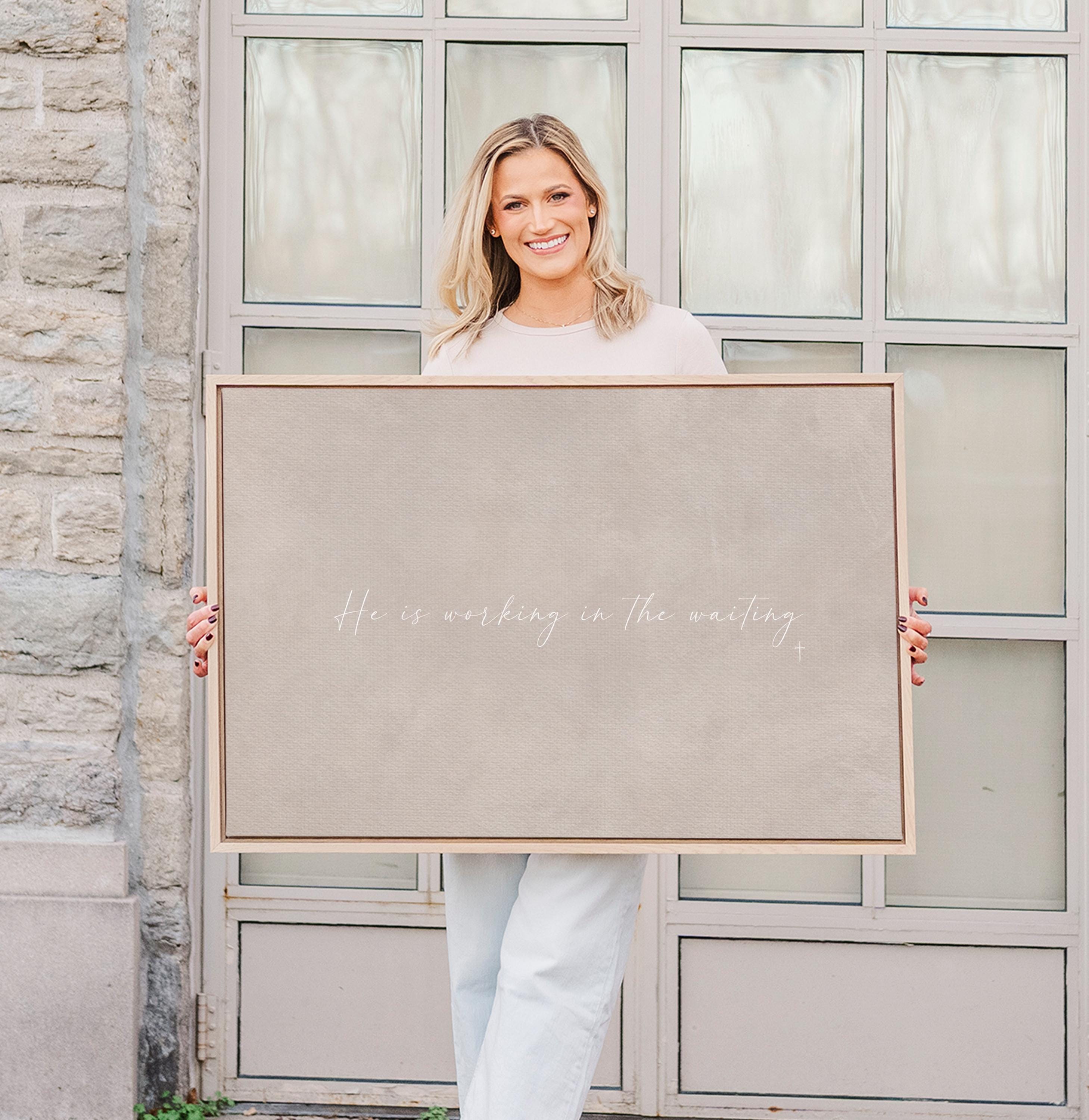 In the Waiting Canvas | Working in the Waiting Framed Canvas Christian Wall Art | Faith Gift for Her | C0010