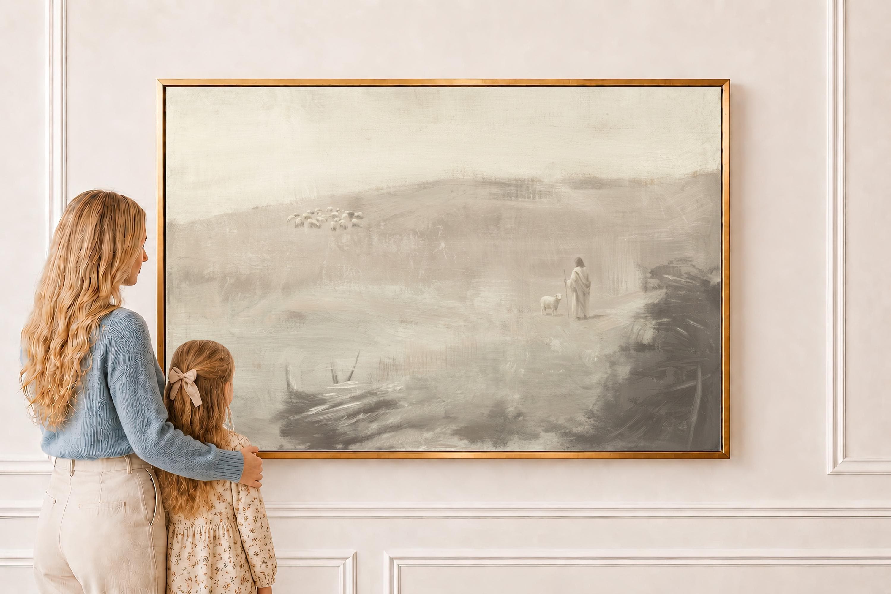 Farmhouse Faith Canvas | Weathered Meadow Christian Wall Art Print | Neutral Christian Wall Art | Faith Gift | G0013
