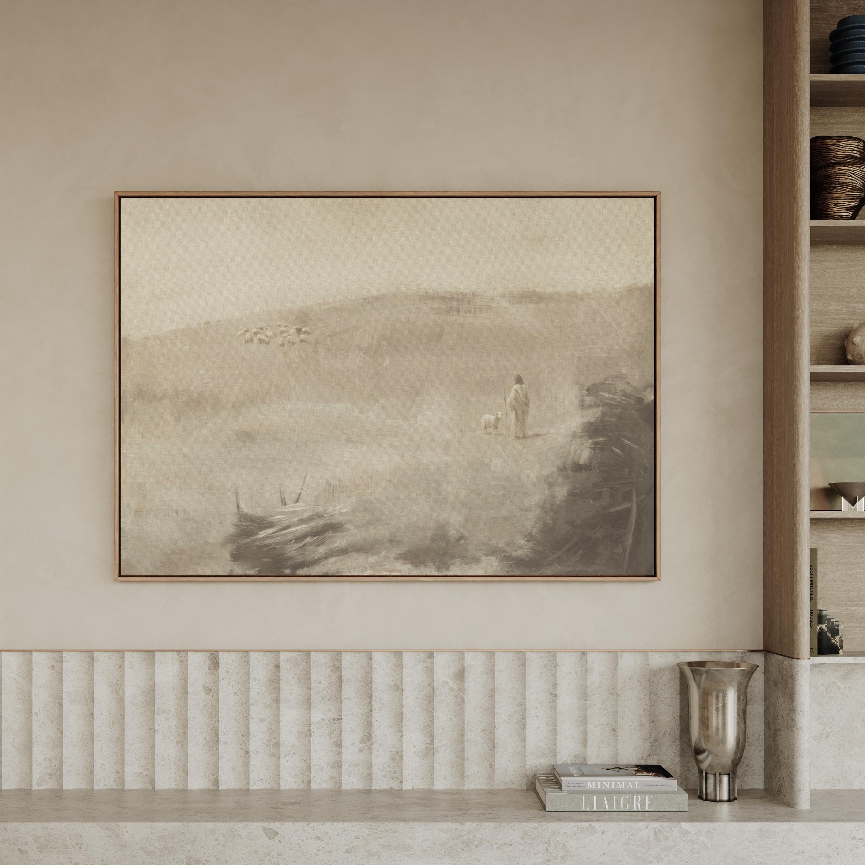 Farmhouse Faith Canvas | Weathered Meadow Christian Wall Art Print | Neutral Christian Wall Art | Faith Gift | G0013