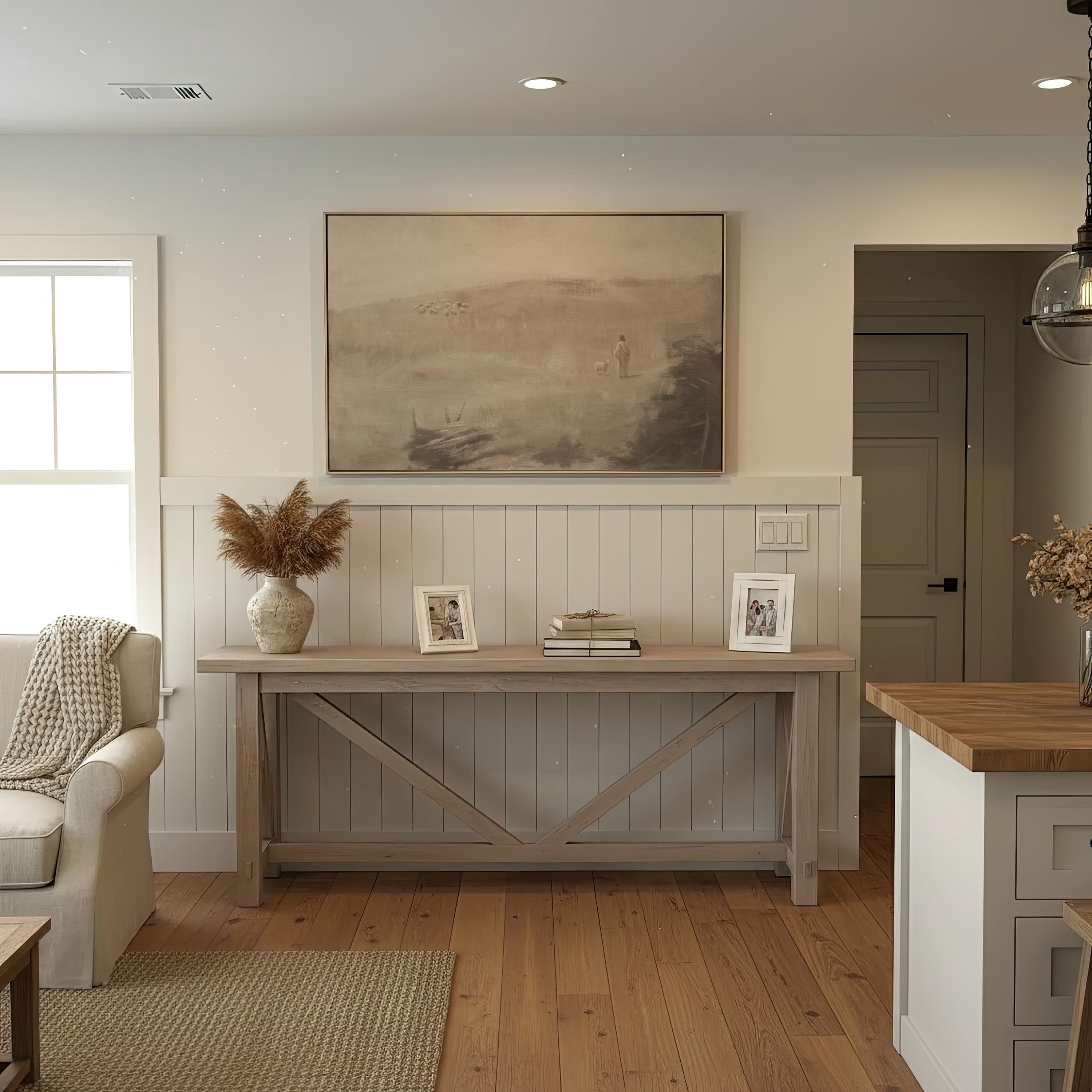 Farmhouse Faith Canvas | Weathered Meadow Christian Wall Art Print | Neutral Christian Wall Art | Faith Gift | G0013