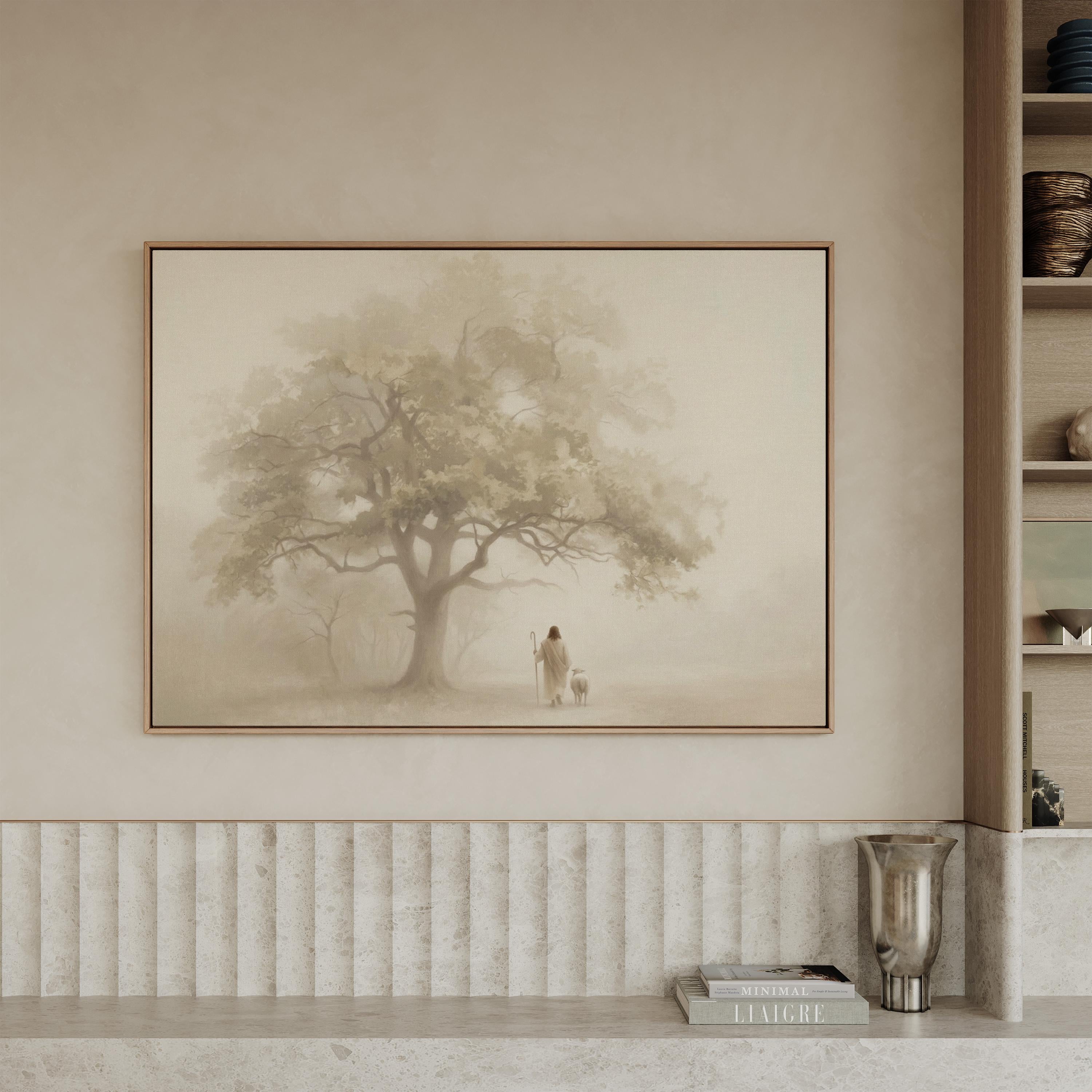 Good Shepherd Canvas | Oak Canopy Christian Wall Art Print | Moody Christian Wall Art | Faith Gift | M0002