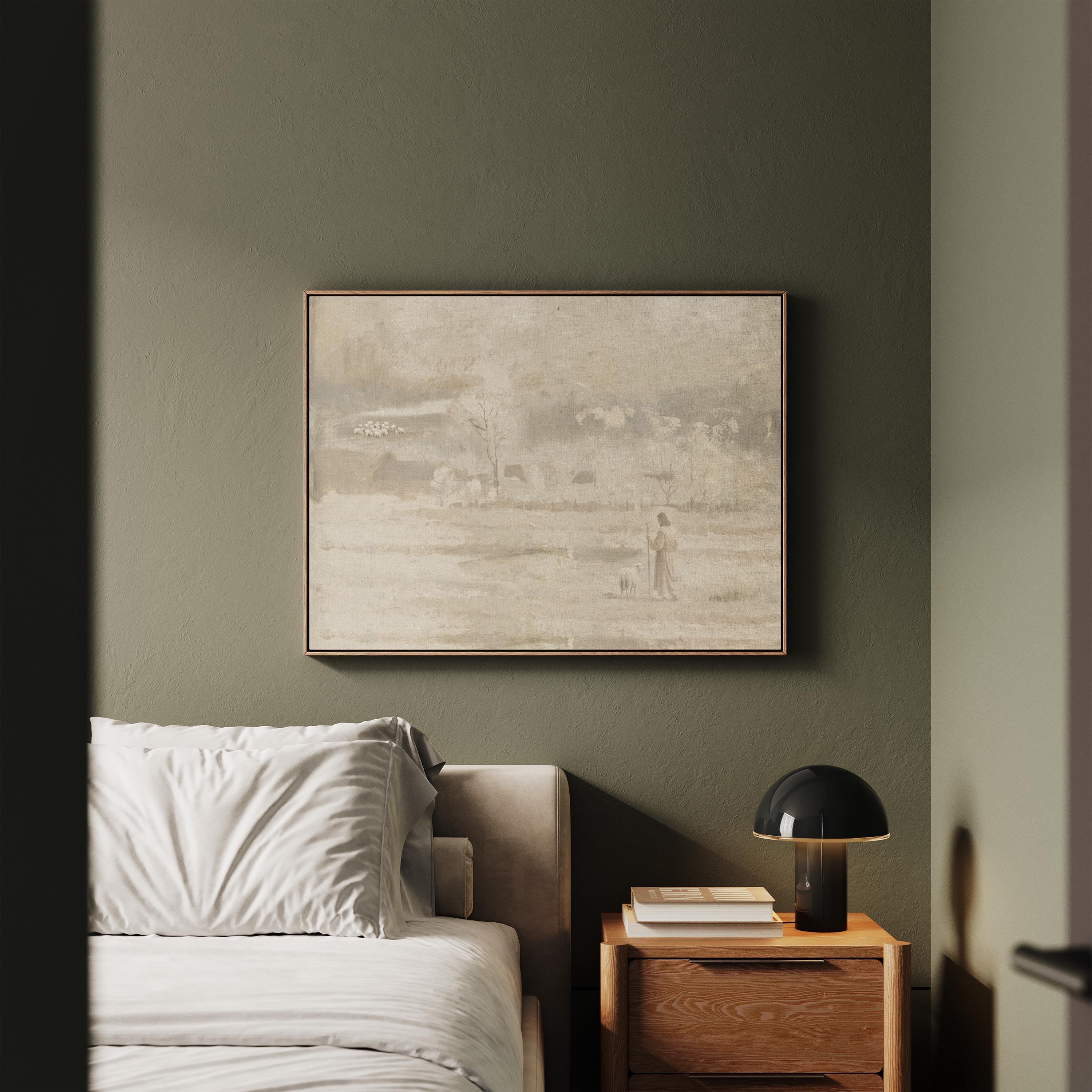 Farmhouse Faith Canvas | Muted Farm Winter Christian Wall Art Print | Vintage Christian Wall Art | Faith Gift | G0009