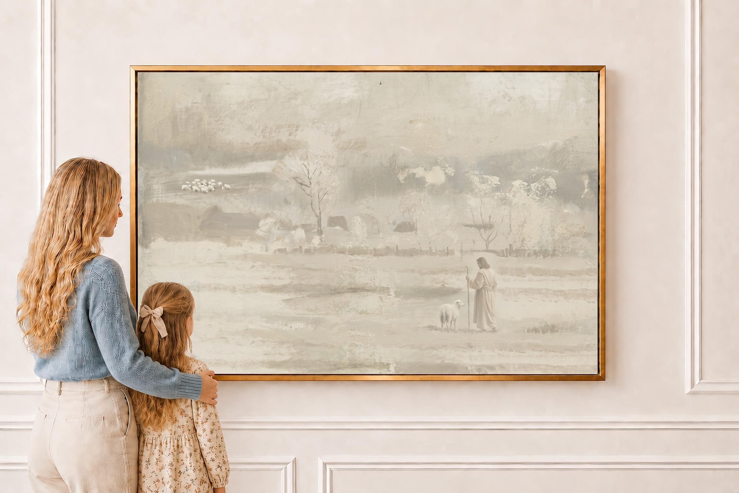 Farmhouse Faith Canvas | Muted Farm Winter Christian Wall Art Print | Vintage Christian Wall Art | Faith Gift | G0009