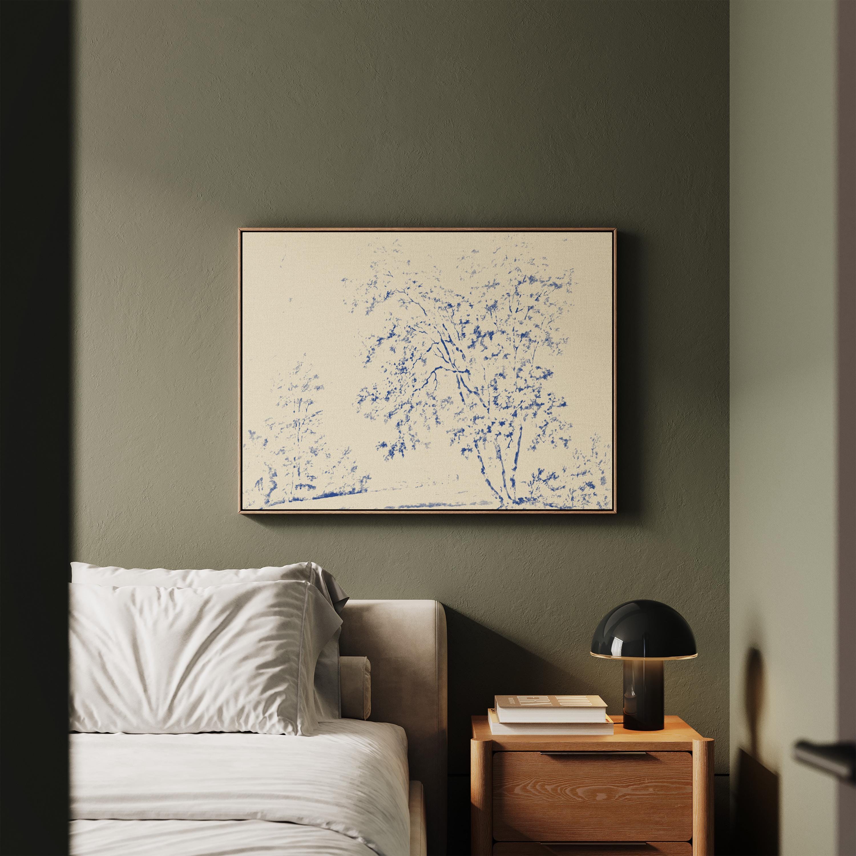 Blue Toile Faith Canvas | Watercolor Trees Christian Wall Art Print | Watercolor Christian Wall Art | Faith Gift | B0004