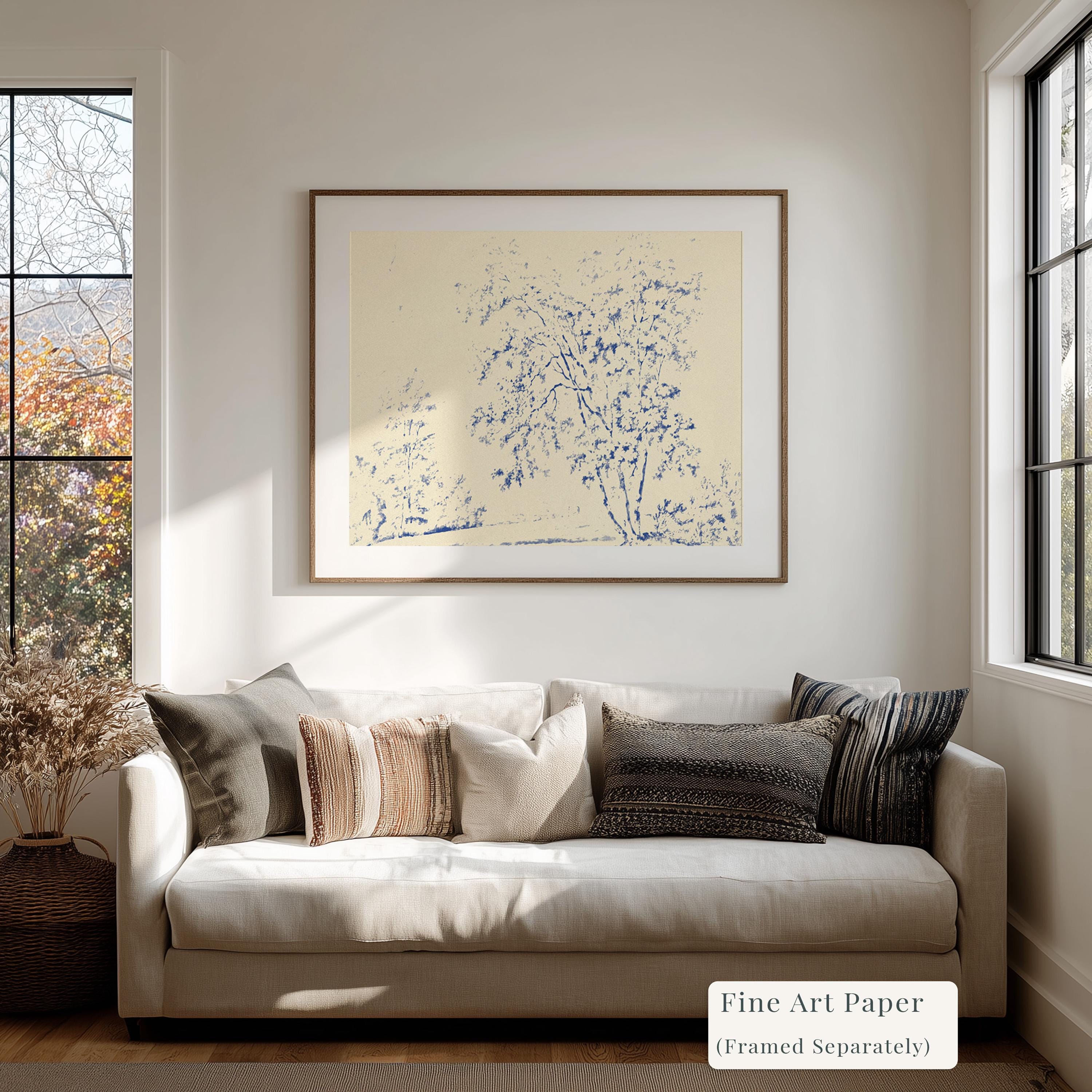 Blue Toile Faith Canvas | Watercolor Trees Christian Wall Art Print | Watercolor Christian Wall Art | Faith Gift | B0004