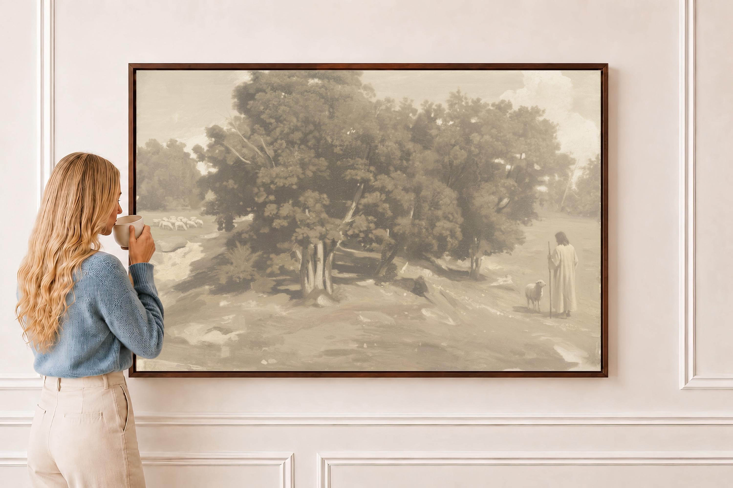 Be Still Canvas | Corot Oak Grove Christian Wall Art Print | Impressionist Christian Wall Art | Faith Gift | F0001
