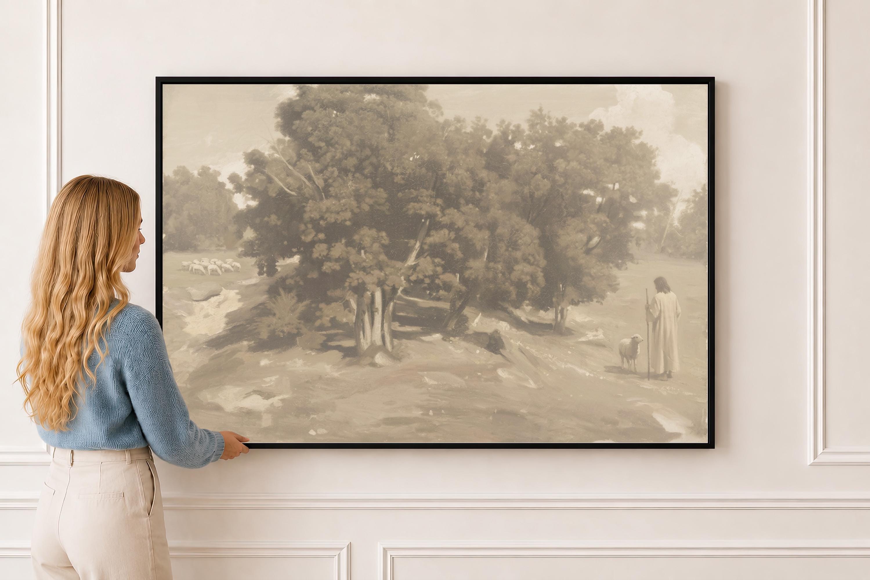 Be Still Canvas | Corot Oak Grove Christian Wall Art Print | Impressionist Christian Wall Art | Faith Gift | F0001