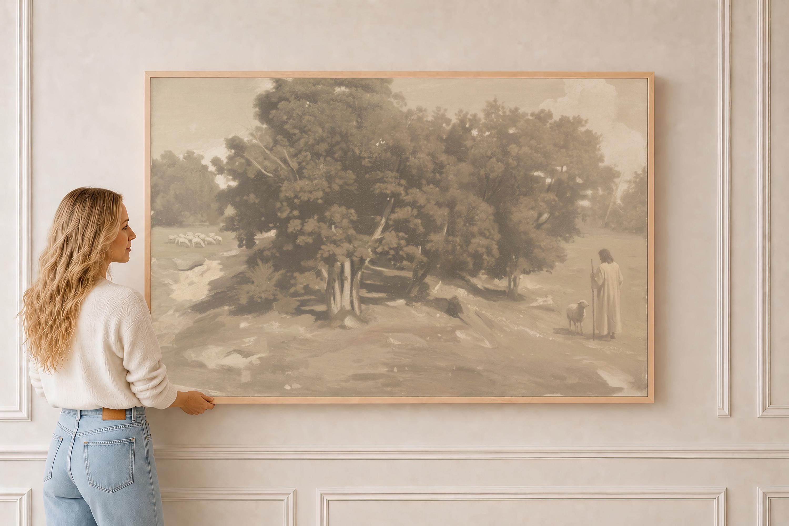Be Still Canvas | Corot Oak Grove Christian Wall Art Print | Impressionist Christian Wall Art | Faith Gift | F0001
