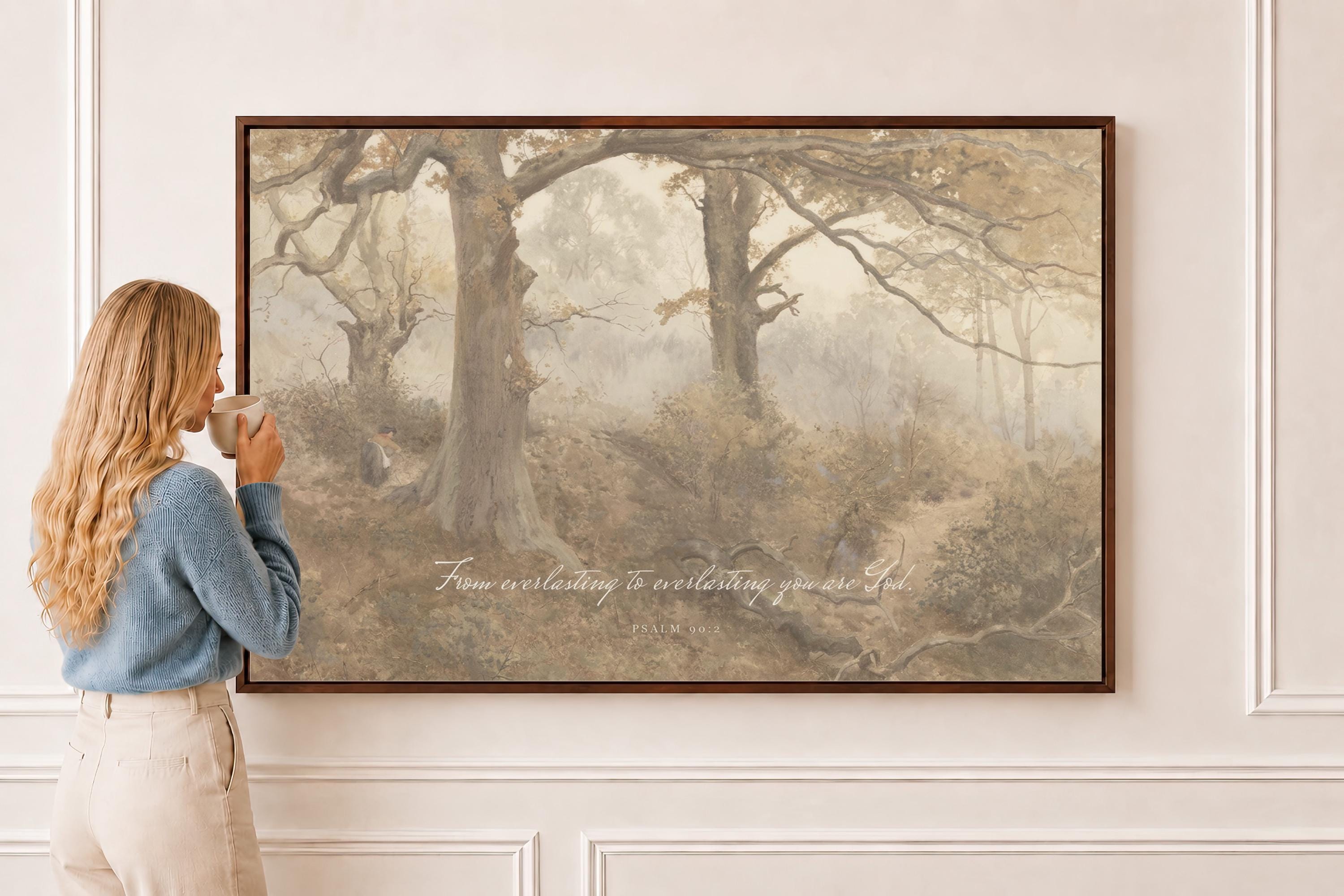Psalm 90:2 Framed | From Everlasting to Everlasting You Are God | Vintage Christian Wall Art | Faith Gift | T0002