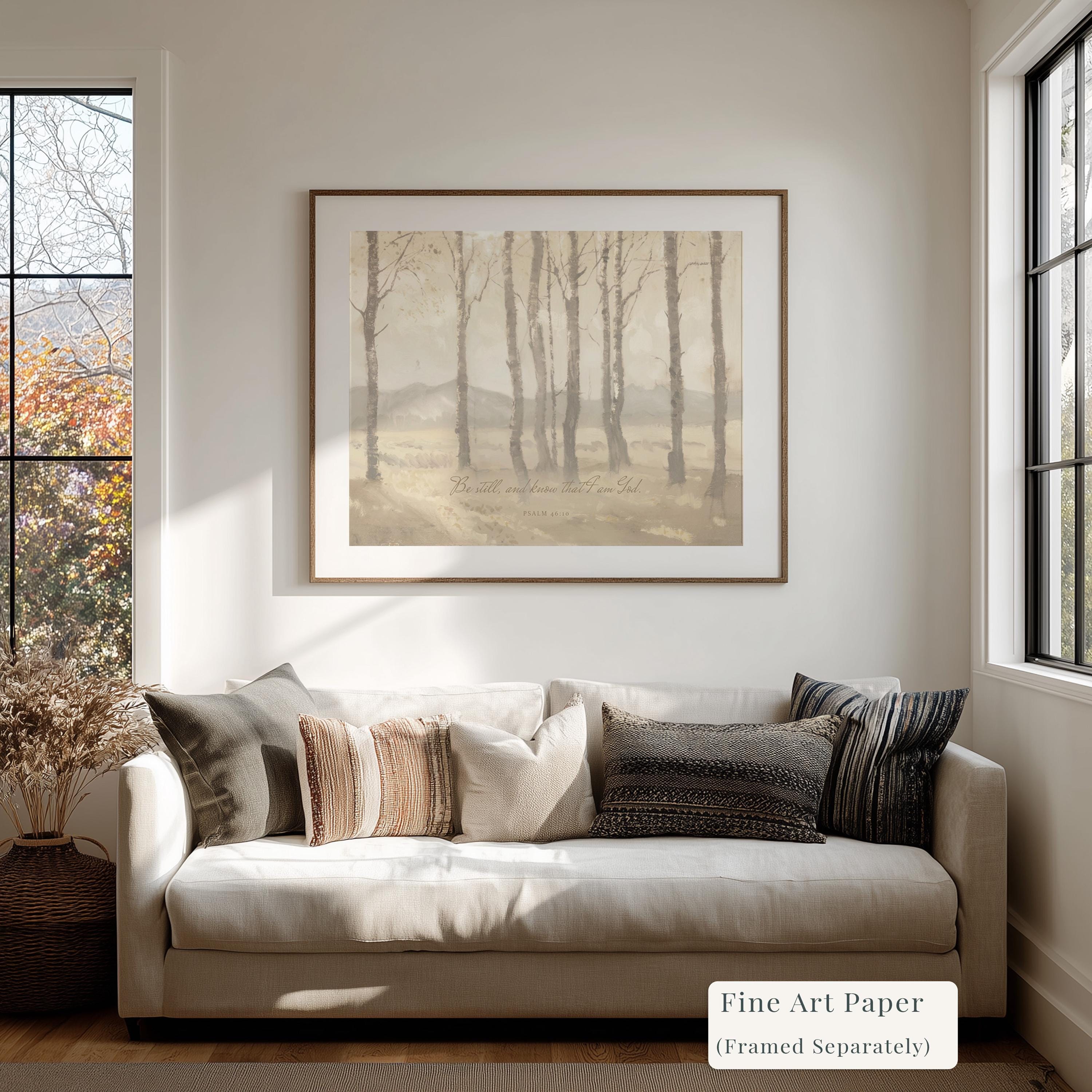 Be Still Framed Canvas | Birch Grove Christian Home Decor | Neutral Christian Wall Art | Faith Gift | T0003