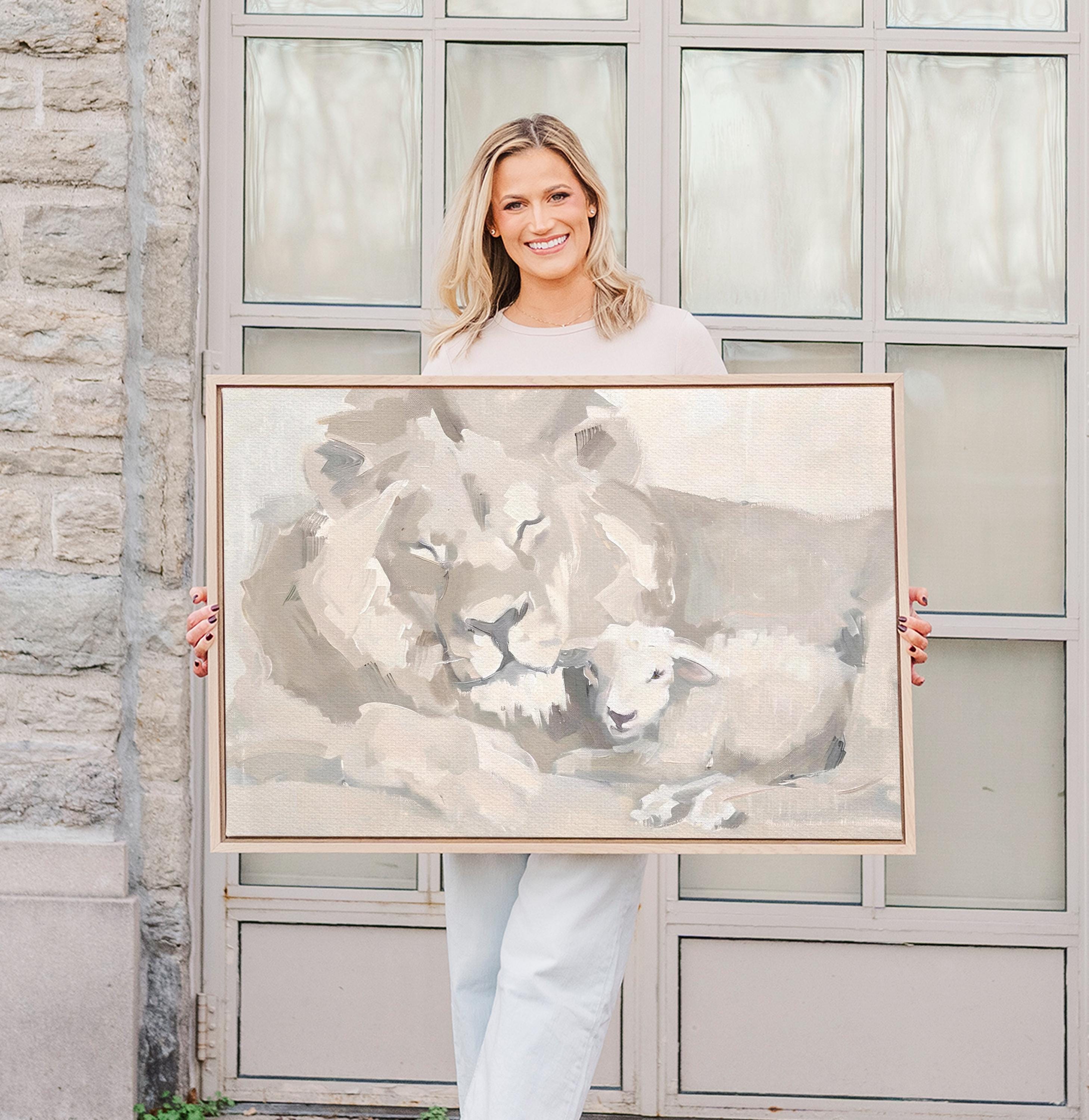 Lion and the Lamb Scripture Art, Christian Psalm Bible Verse Print, Jesus Lion Artwork, Faith Decor for Nursery