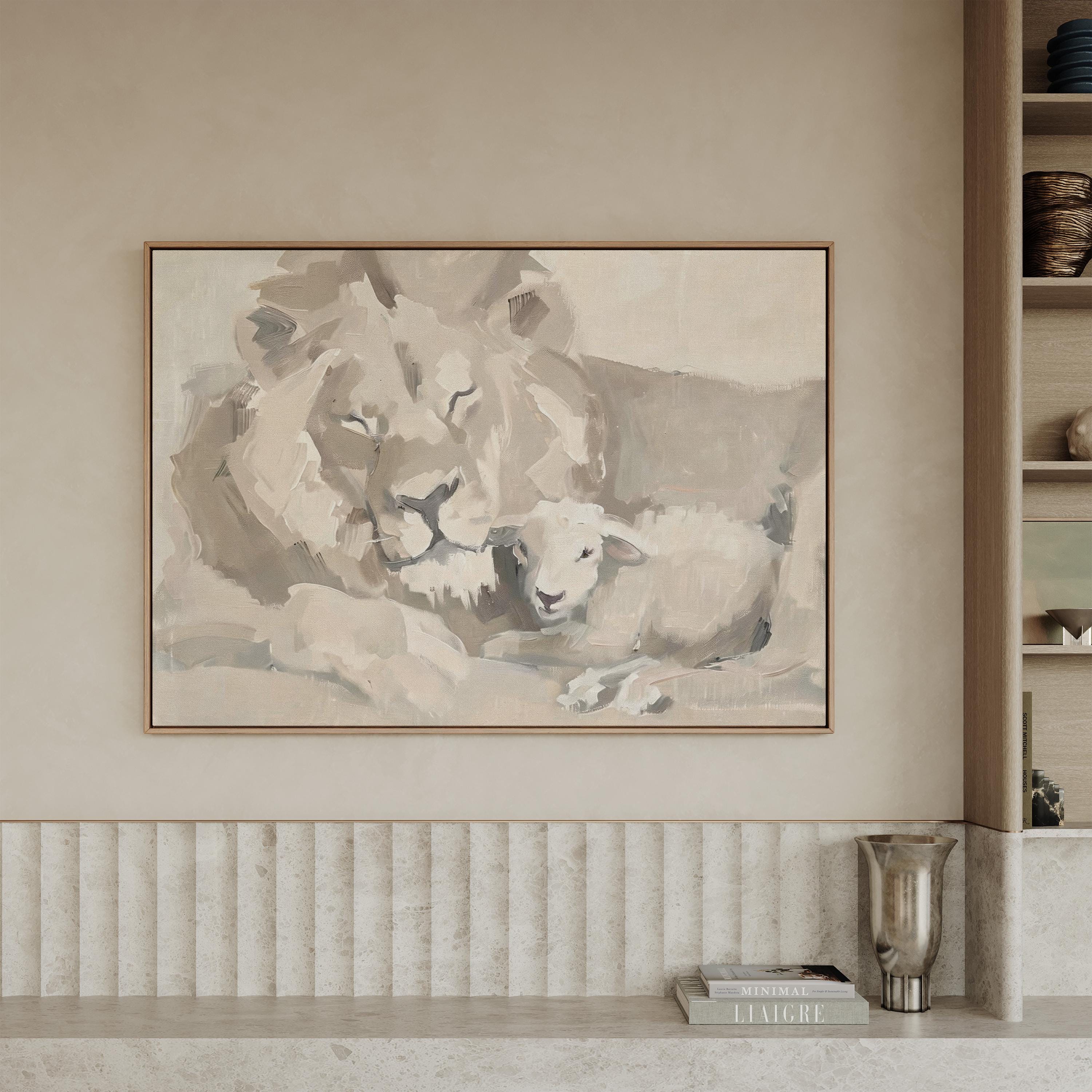 Lion and the Lamb Scripture Art, Christian Psalm Bible Verse Print, Jesus Lion Artwork, Faith Decor for Nursery