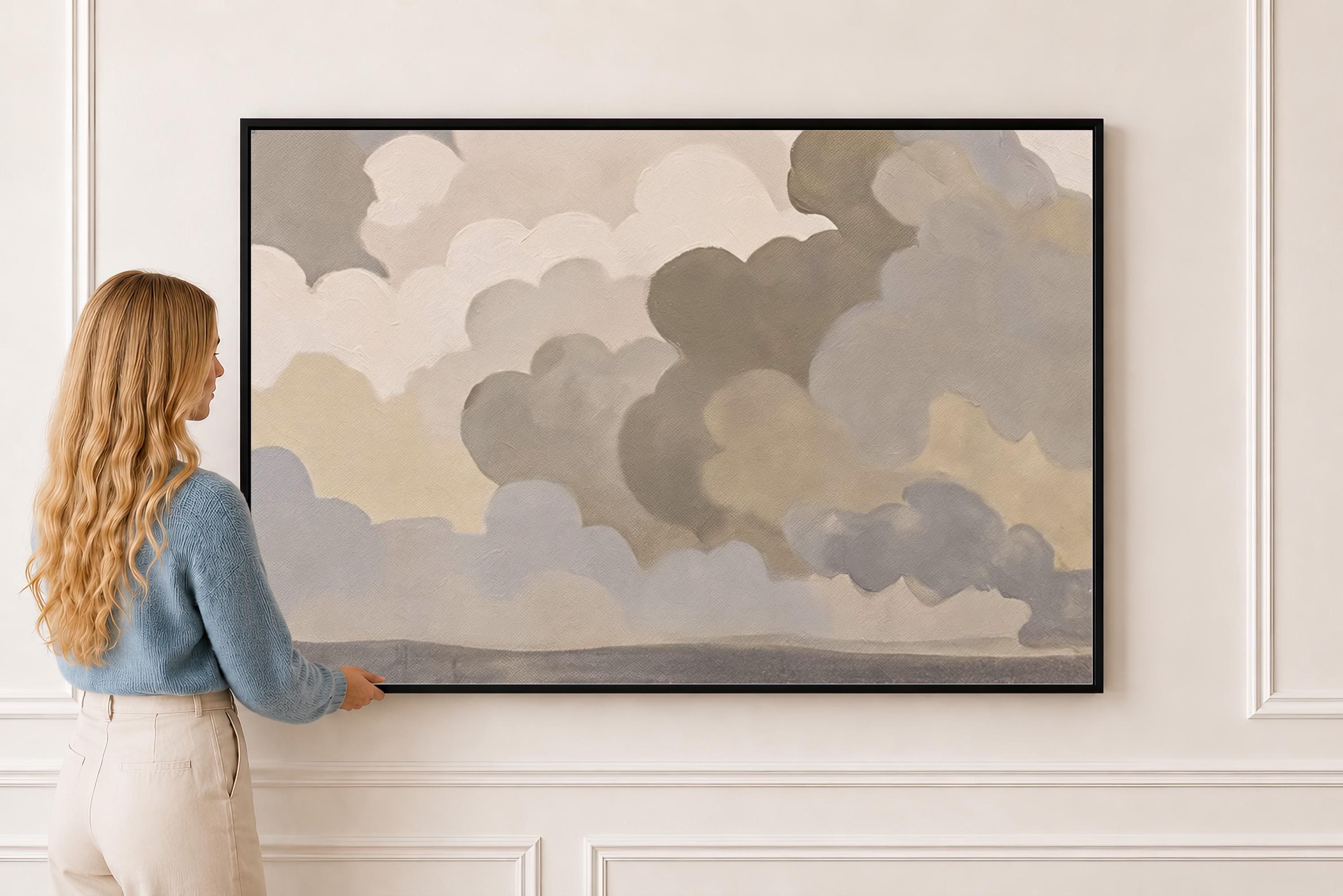 Soft Cloud Nursery Print – Watercolor Sky Wall Art – Gender Neutral Baby Room Decor – Minimal Pastel Nursery – Baby Shower Gift